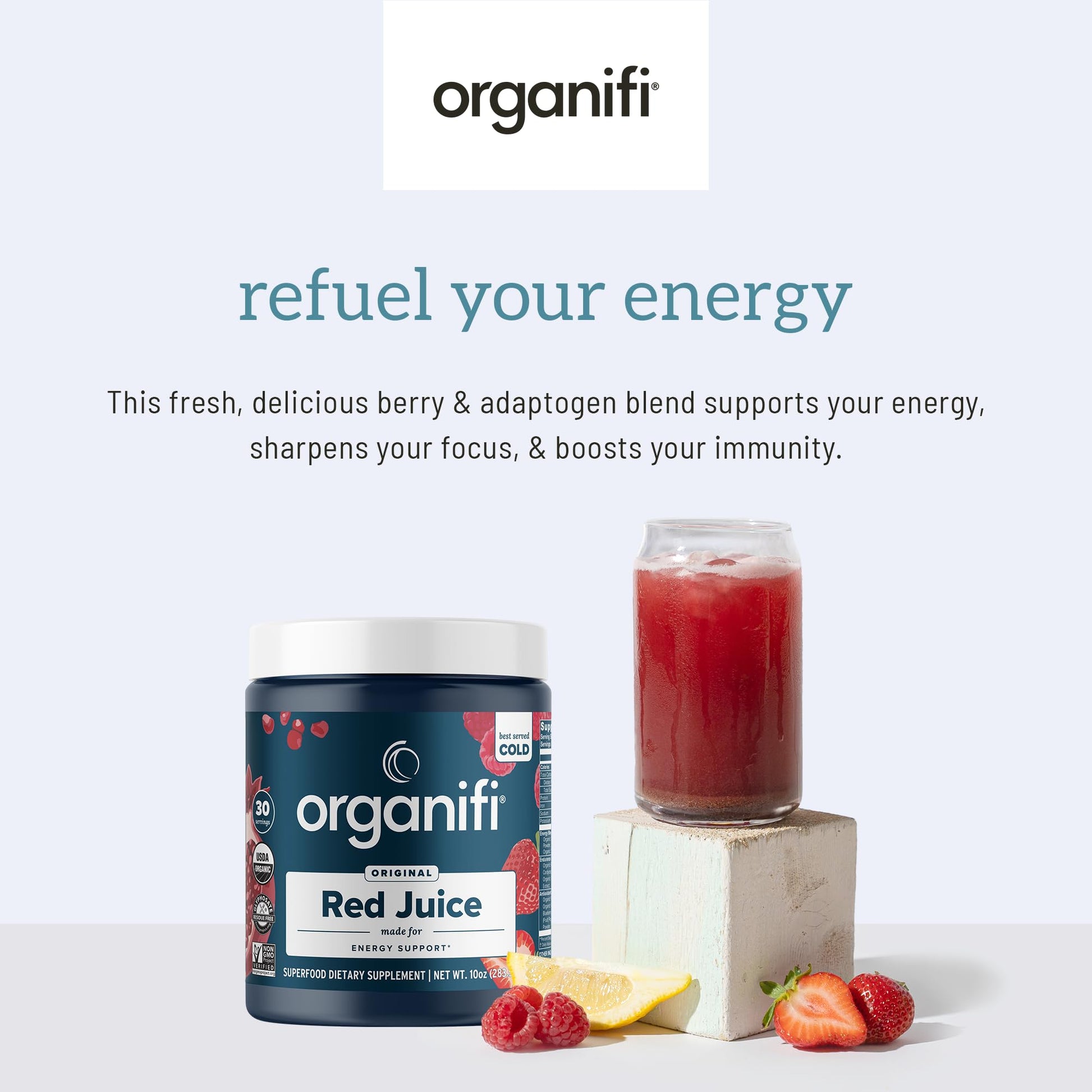 Organifi Red Juice - Vegan Energy Powder - Berry-Flavored Adaptogen Drink Organifi buy supplements canada
