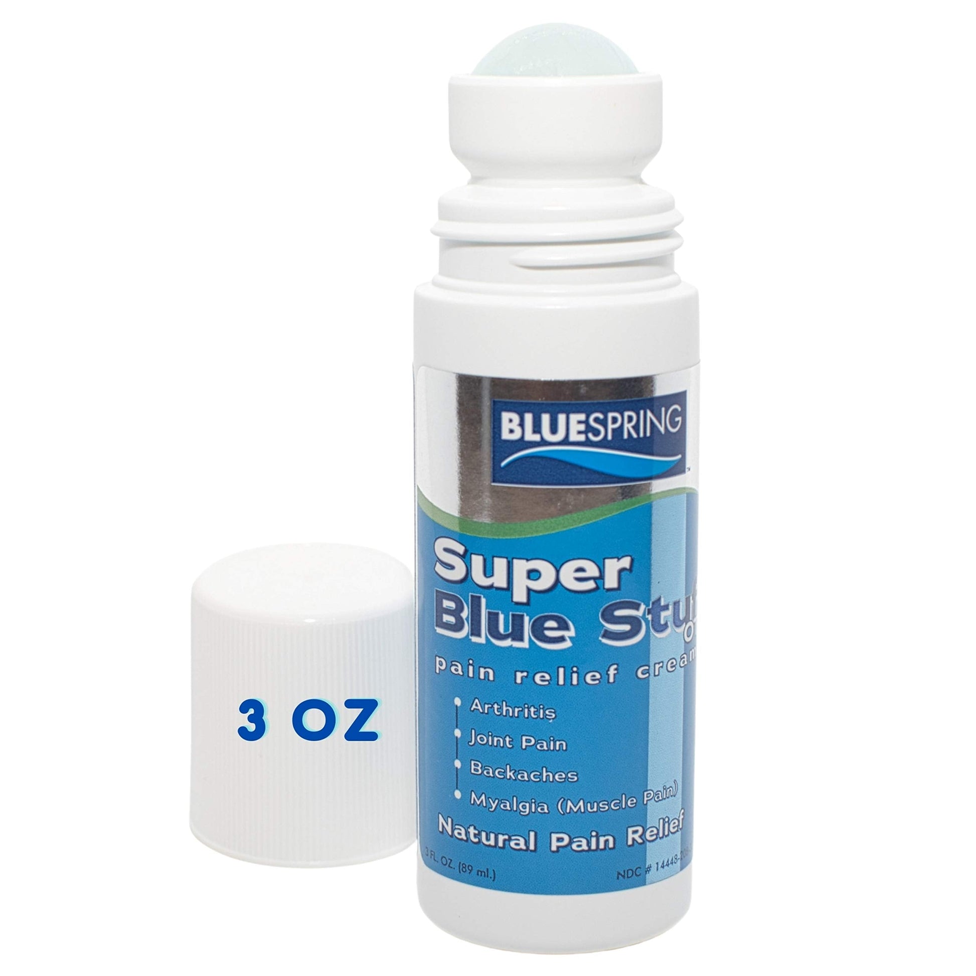Super Blue Stuff Natural Pain Relief roll on with Emu Oil by BlueSpring- Pain relief rub Anti Inflammatory Analgesic Cream for Back, Knee, Joint, Muscle, Arthritis, and neck Pain Relief- 3 Oz roll-on. Emu Therapy buy supplements canada