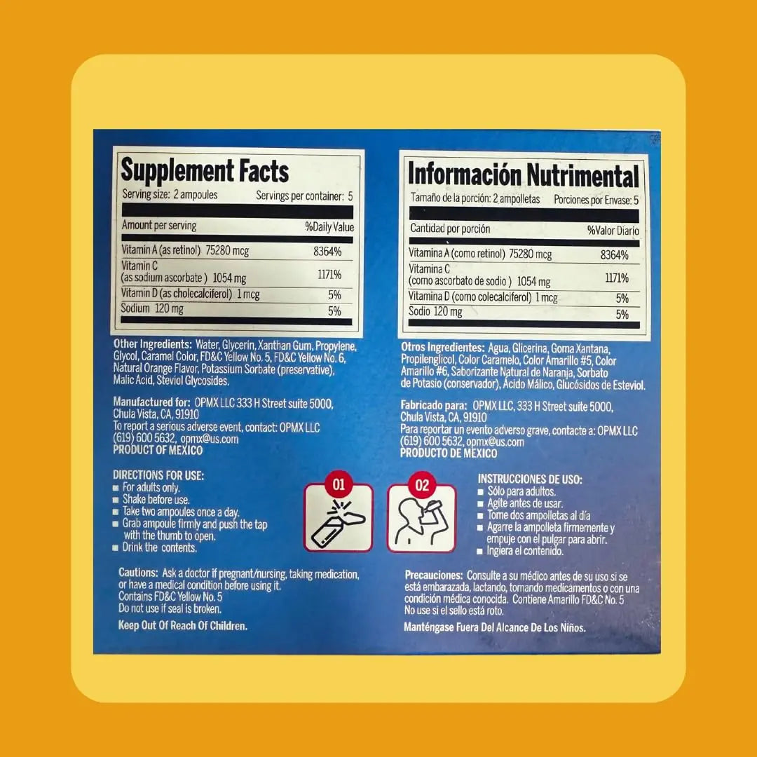 Aderogripa Immune Support Vitamins C, A & D | Liquid Supplement | 10 Natural Orange Flavor Ampoules | Boost Your Immune System ADEROGRIP-A buy supplements canada