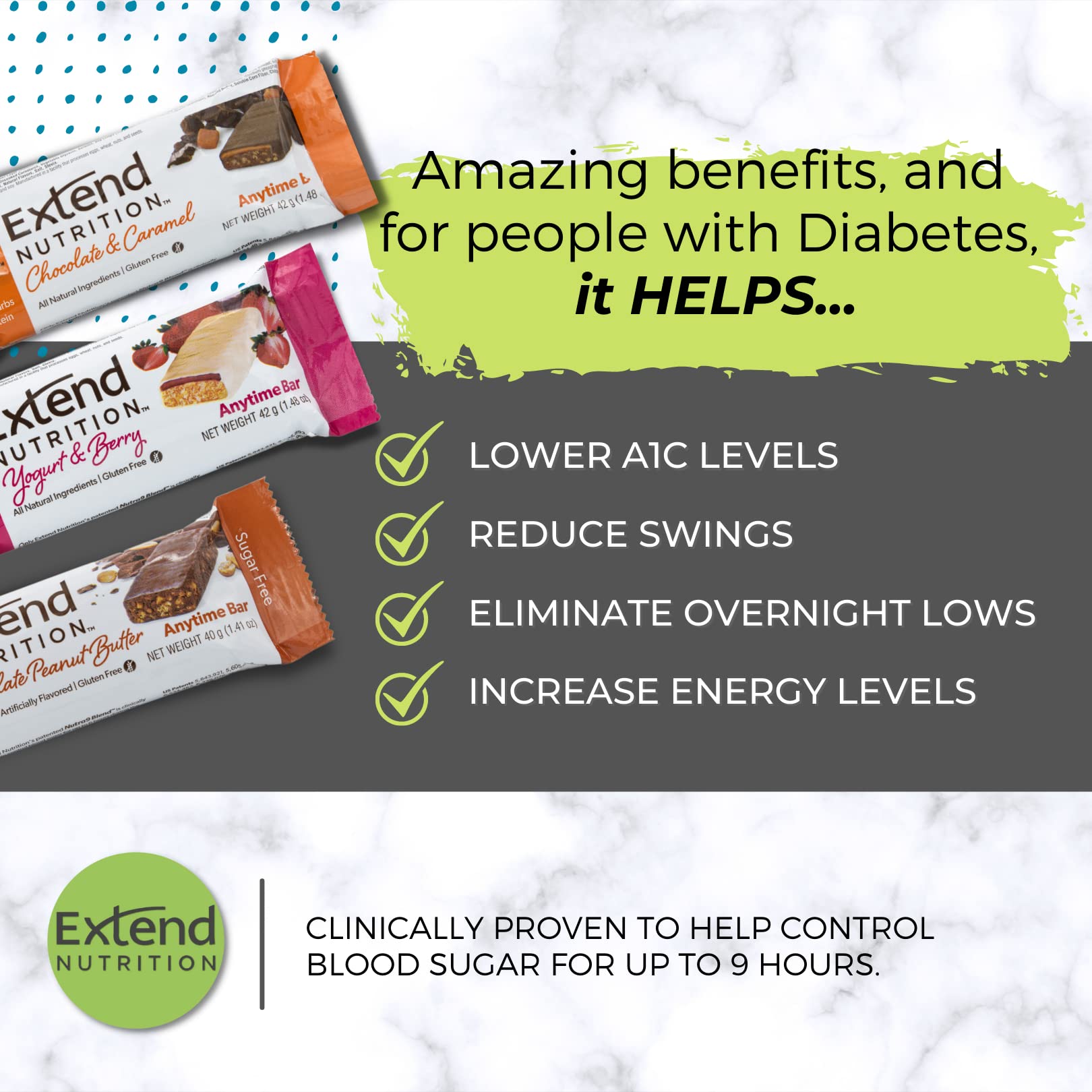 Extend Nutrition Diabetic Snacks for Sugar Control, Low Carb, Low Sugar, Low Calorie Snacks Extend Bar buy supplements canada