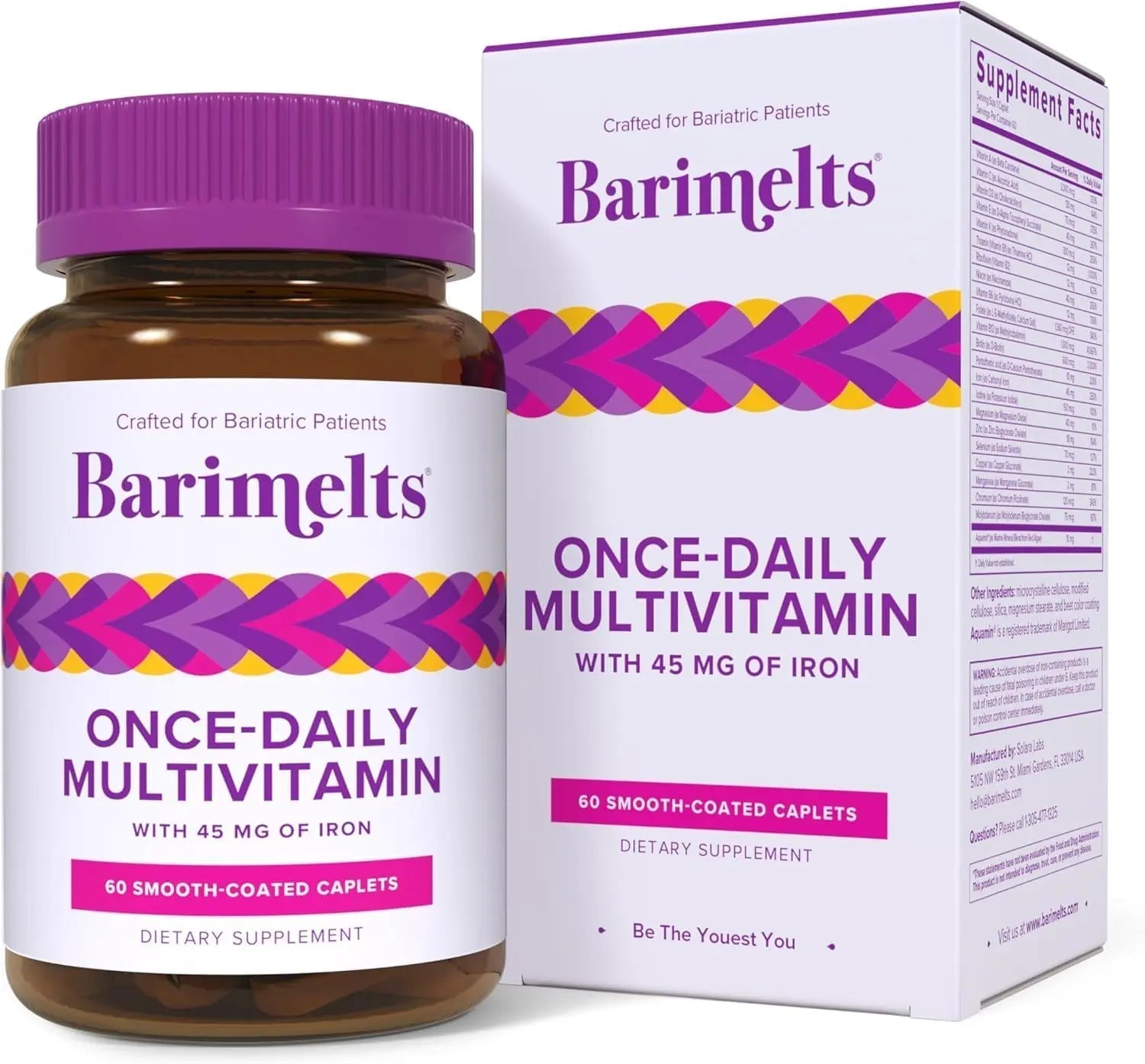 BariMelts Once Daily Bariatric Multivitamin with Iron, 60 Easy-Swallow Caplets (2-Month Supply), Multivitamin for Women, Multimineral Complex BariMelts buy supplements canada