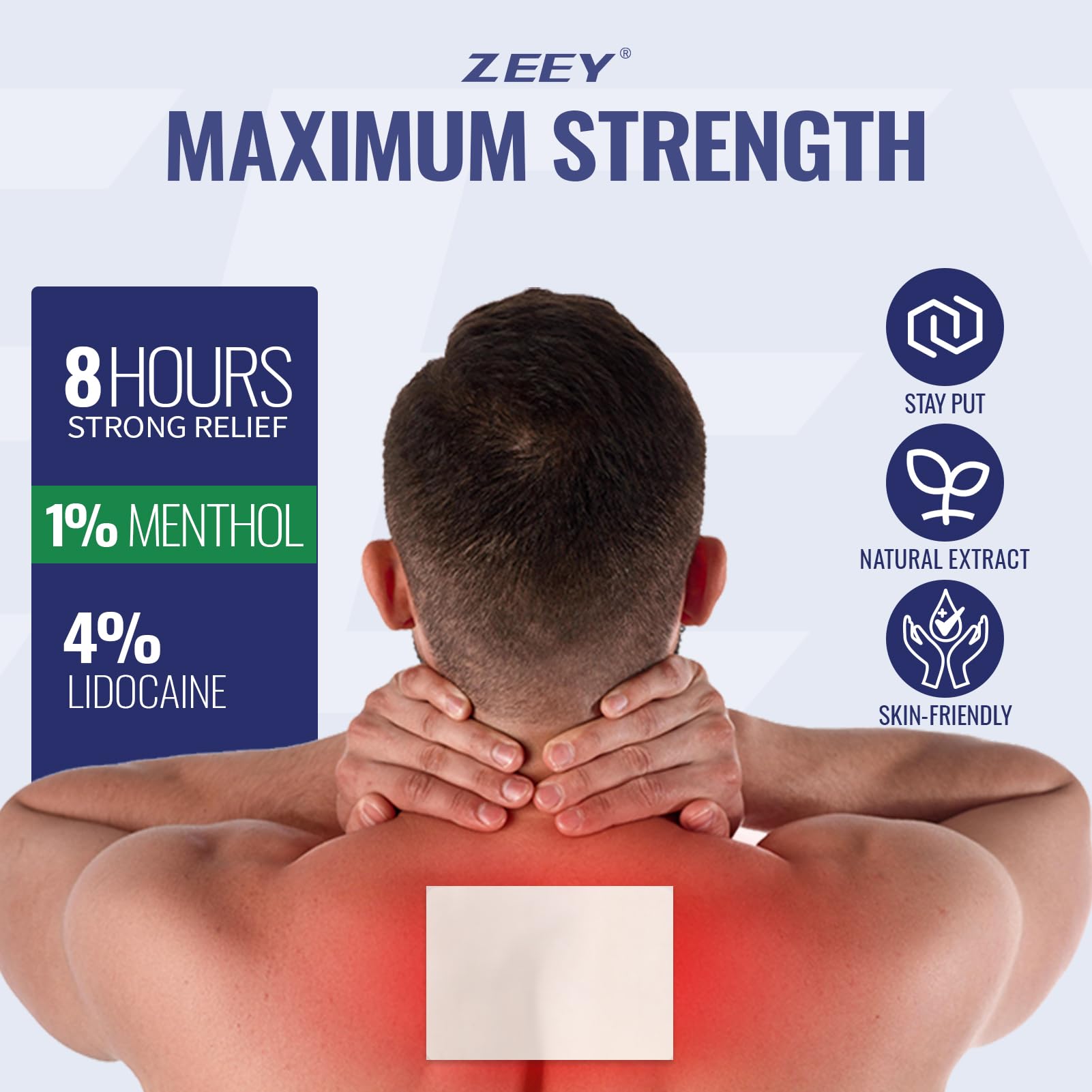 ZEEY 4% Lidocaine Pain Relief Patches, with 1% Menthol Maximum Strength OTC, for Back, Knee, Neck, Shoulders, Joints, Muscle Soreness, Fast Acting, Long Lasting, Large Gel Patch, 5.5" x 3.94", 20Ct ZEEY buy supplements canada