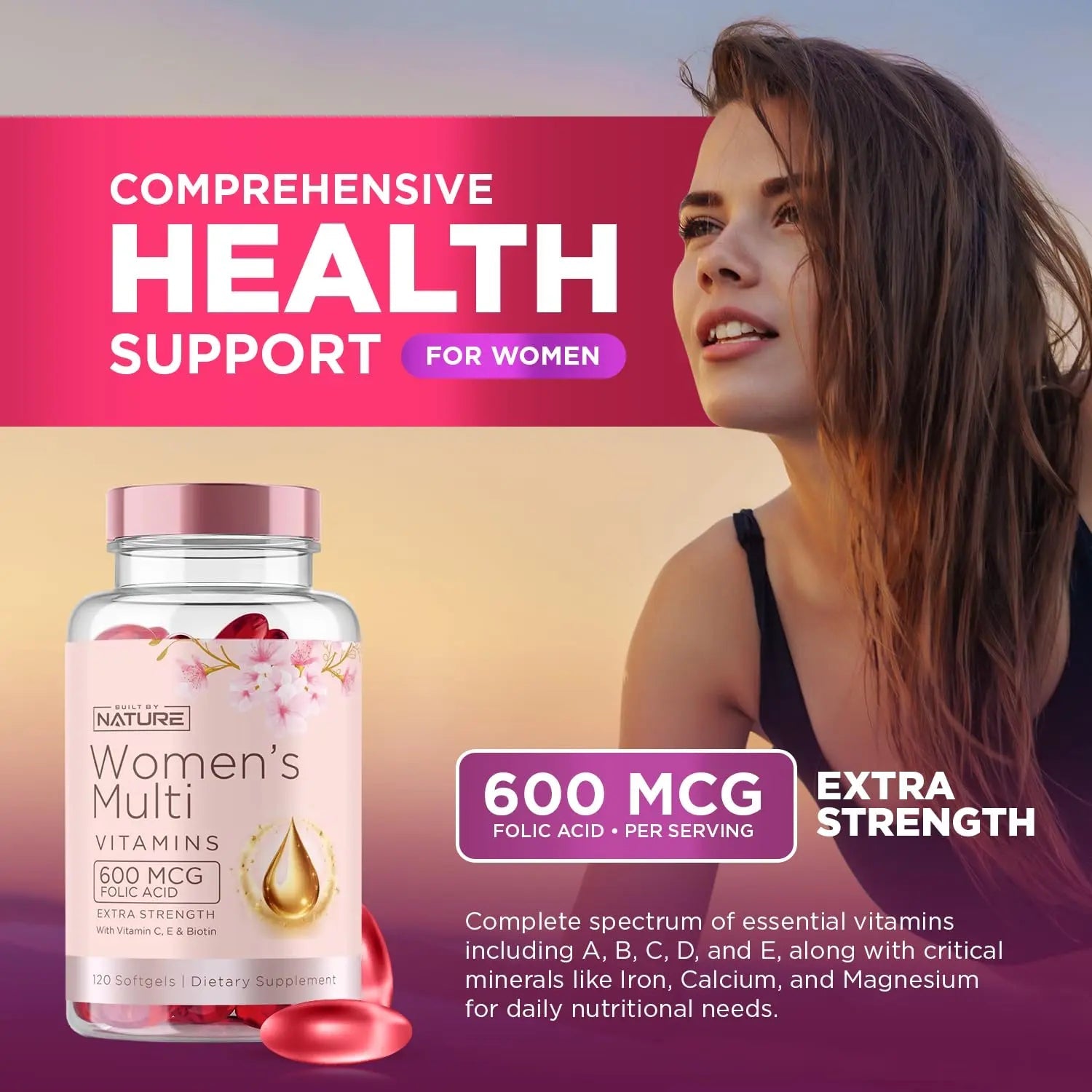 Built by Nature Vitamins for Women – Women's Complete Daily Multivitamin Supplement with A, B, C, D, E, Iron, Calcium, Magnesium and Multi Minerals Built by Nature buy supplements canada