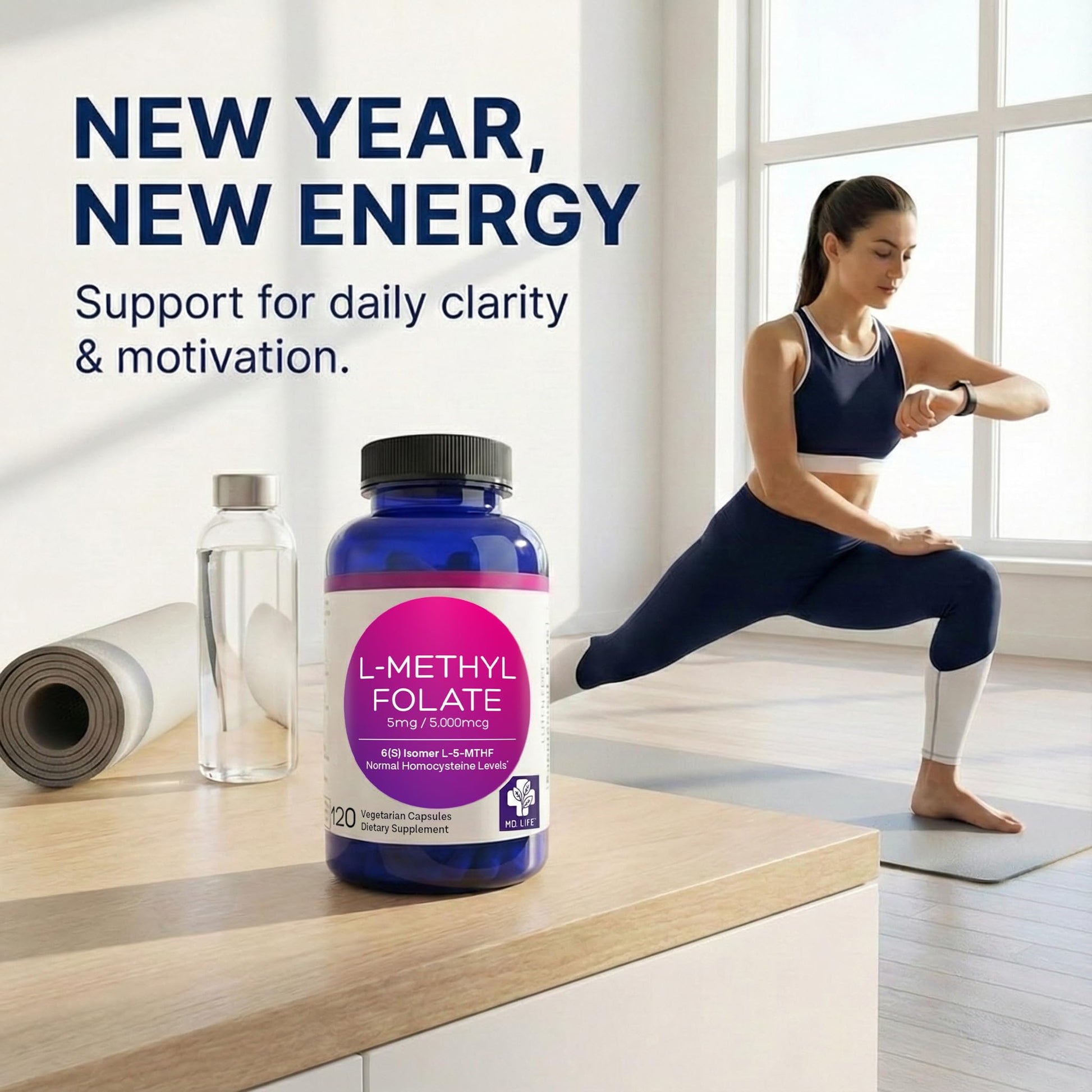 MD Life L-Methylfolate 5 mg Supplement - Professional-Grade Active L Methylfolate Supplement - 120 Capsules - L-Methylfolate 5mg - Maximum Potency MTHFR W/Essential Amino Acids MD.LIFE buy supplements canada