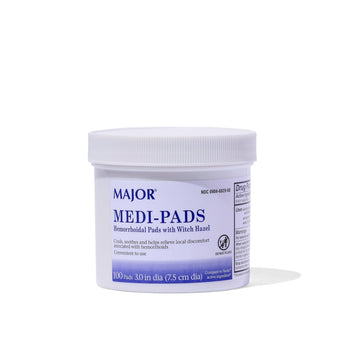MAJOR Medi-Pads - Hemorrhoidal Hygienic Cleansing Witch Hazel Pads - Cooling Relief with Aloe - 100 Count Jar (1 Pack) MAJOR buy supplements canada