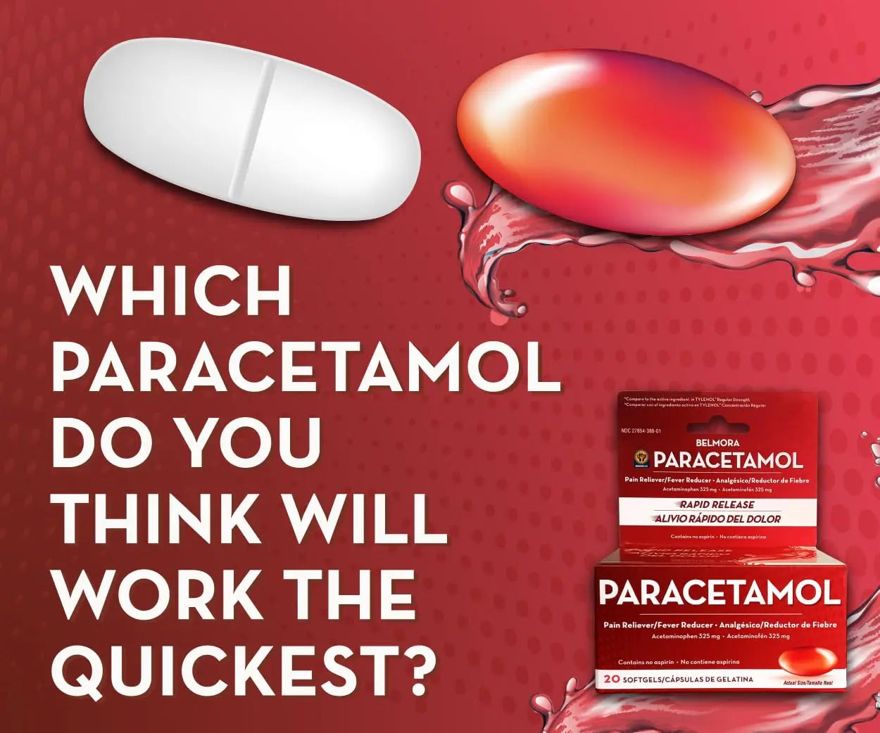Belmora Paracetamol Acetaminophen 325mg 20 Softgels for Pain Relief, Liquid Filled Capsules for Rapid Release, Fever Reducer for Adults Extra Strength Belmora paracetamol buy supplements canada