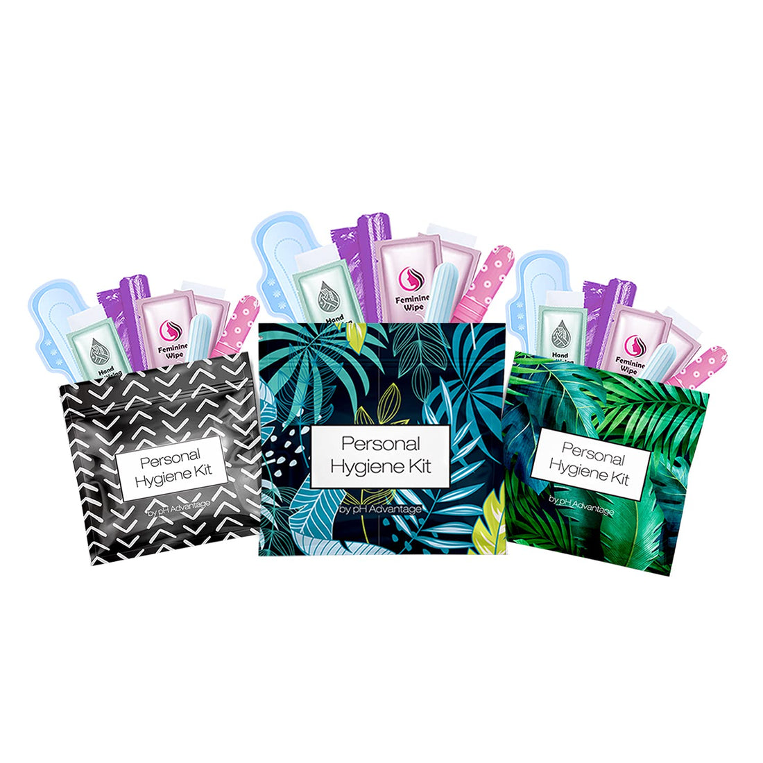 3 x Menstrual All-in-One Kits - Assorted Colors | Convenience on The Go | Single Period Kit Packs pH Advantage buy supplements canada