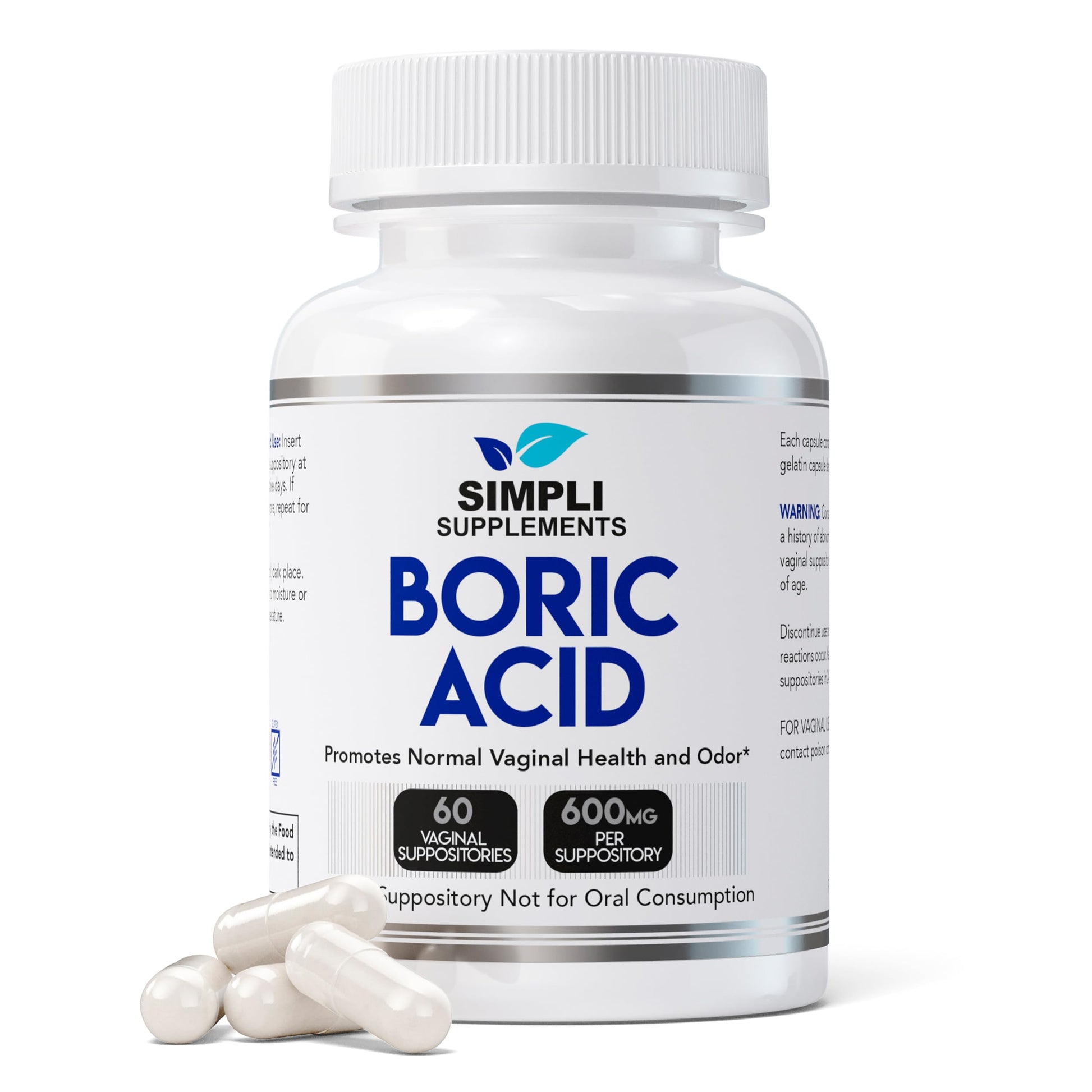 Simpli Supplements Boric Acid Suppositories for Women 600mg – 60 Count | Vaginal pH Balance Support | Feminine Care | Helps Maintain Freshness & Odor Control Simpli Supplements buy supplements canada