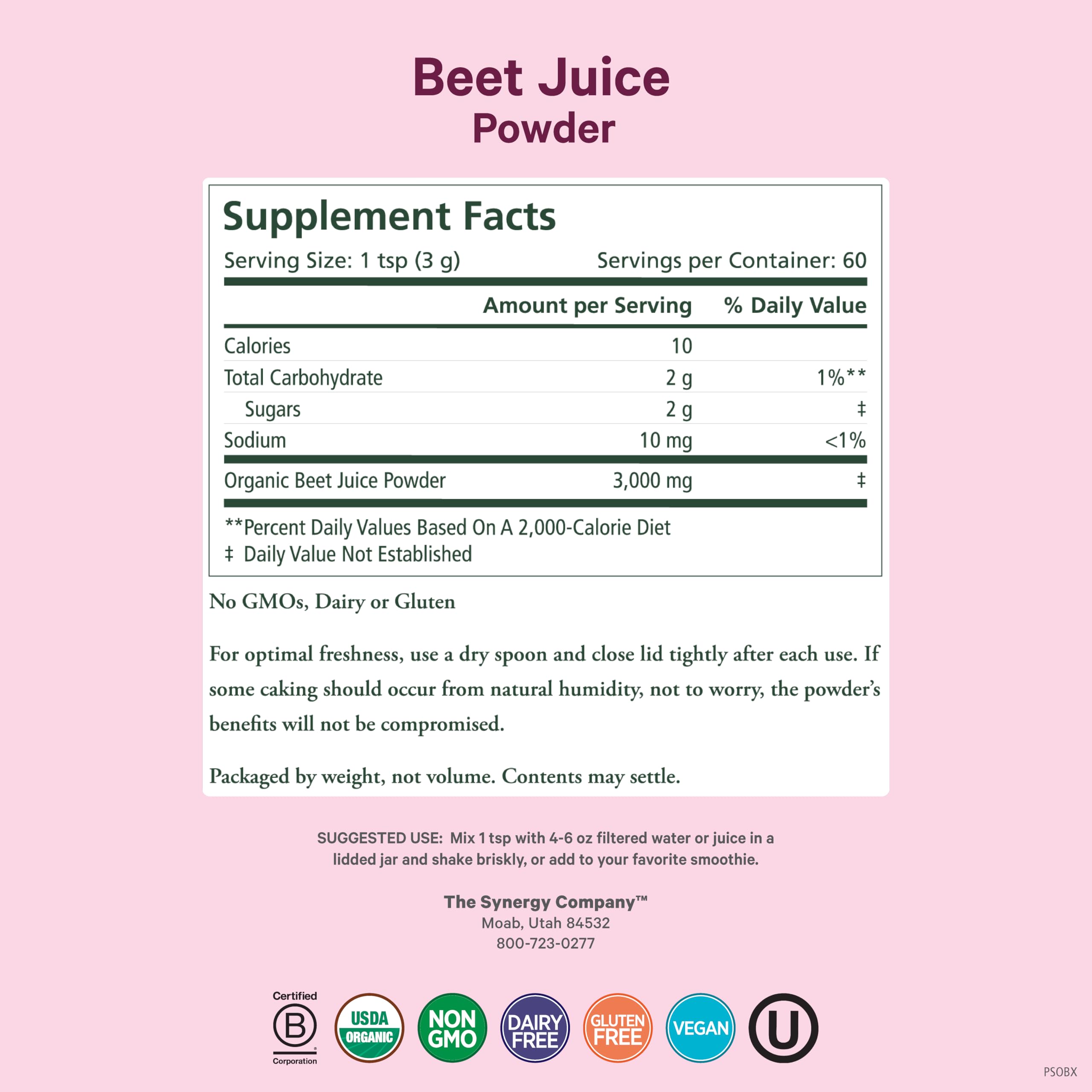 PURE SYNERGY Organic Beet Juice Powder | Pre-Workout Supplement | Organic Beet Root Juice Powder | for Healthy Circulation, Exercise, and Detoxification (6.4 oz.) PURE SYNERGY buy supplements canada