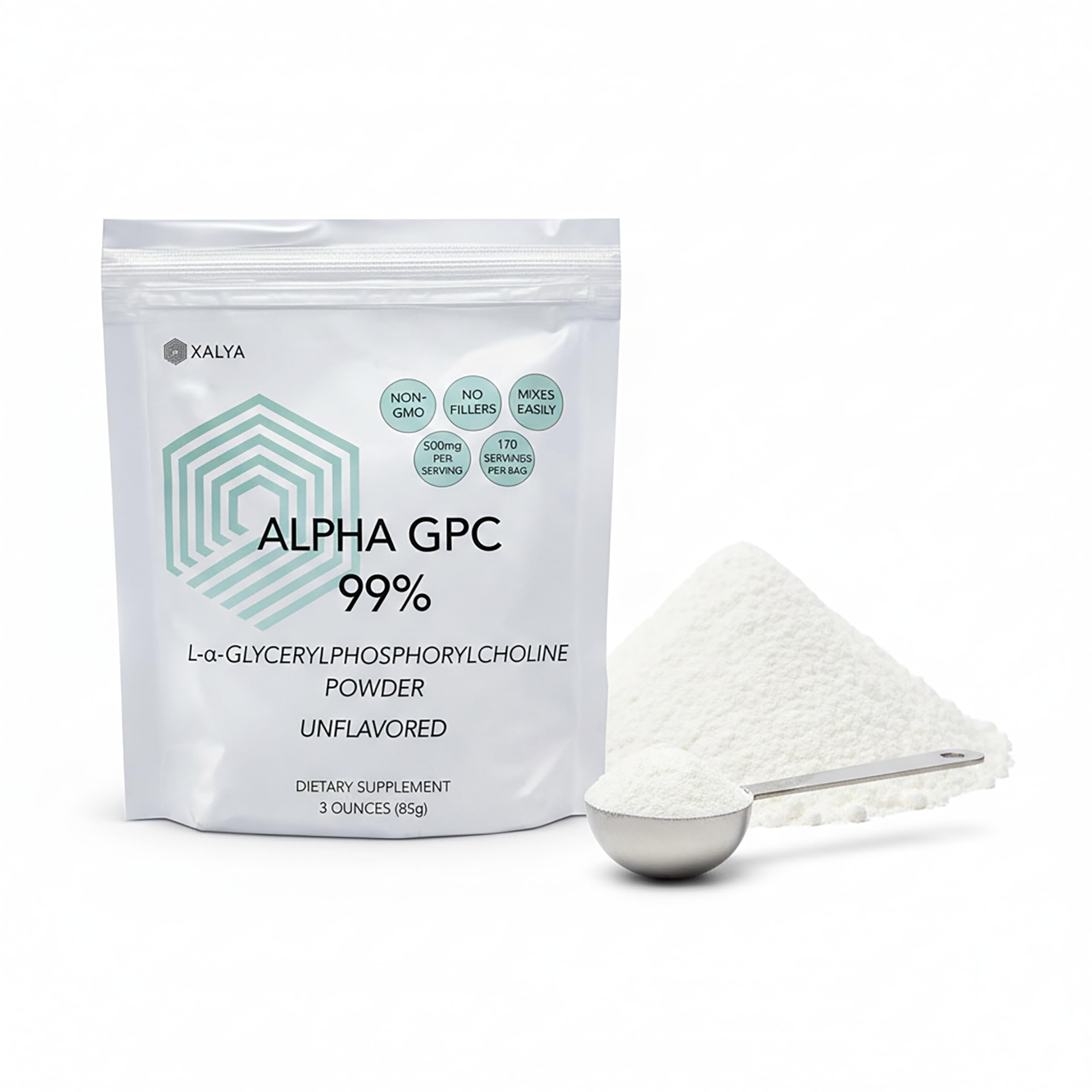 Xalya Alpha GPC Supplement, Alpha GPC Powder 99% Purity (Extra Strength) 500mg per Serving, Unflavored, Natural Choline Supplement - 3rd Party Tested -170 Servings, 3 Ounce Xalya buy supplements canada