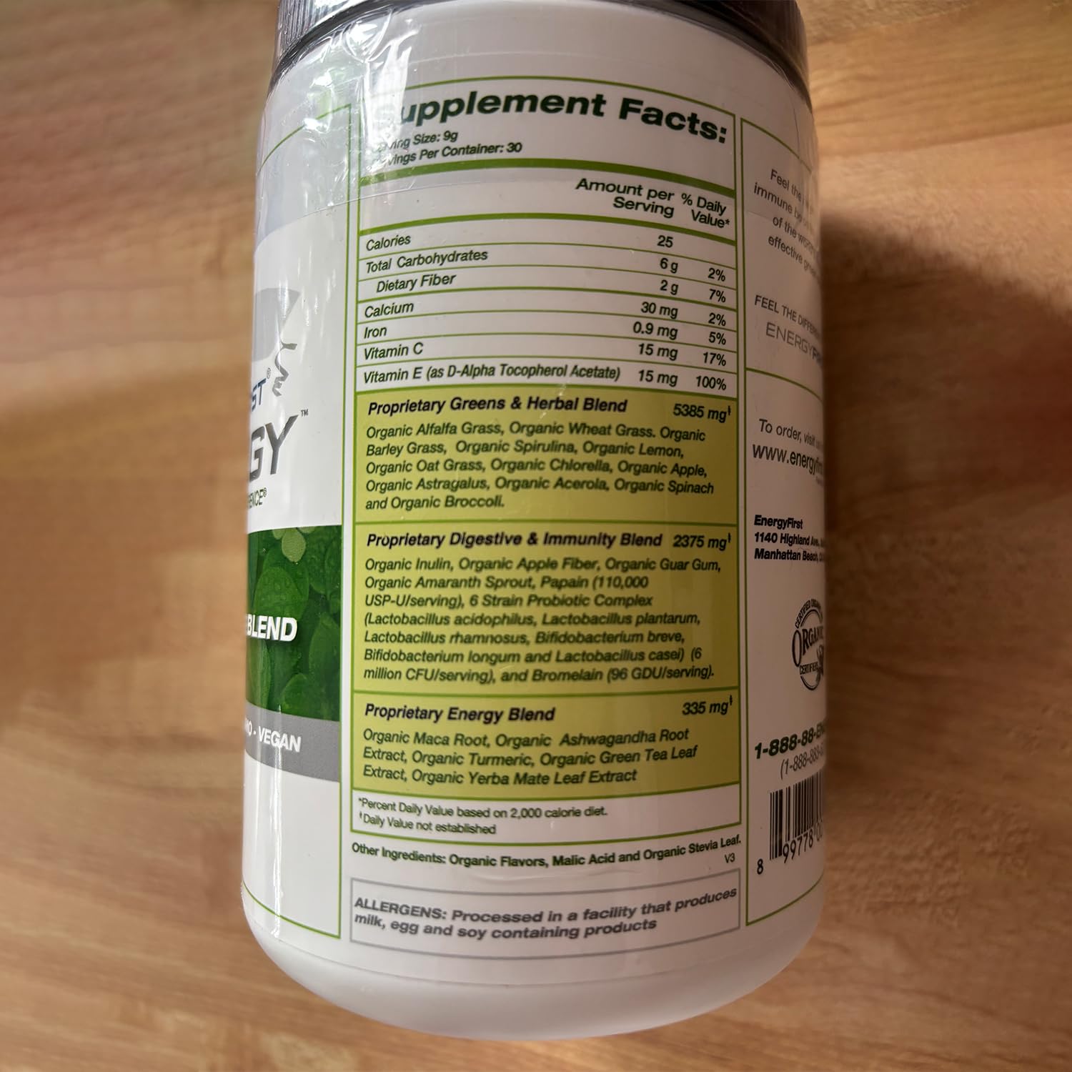 EnergyFirst Energize and Detoxify Greenergy Organic Superfood Powder - Vegan, Gluten-Free, Sugar-Free, Non-GMO - 30 Servings for Daily Energy & Immunity Boost! EnergyFirst buy supplements canada