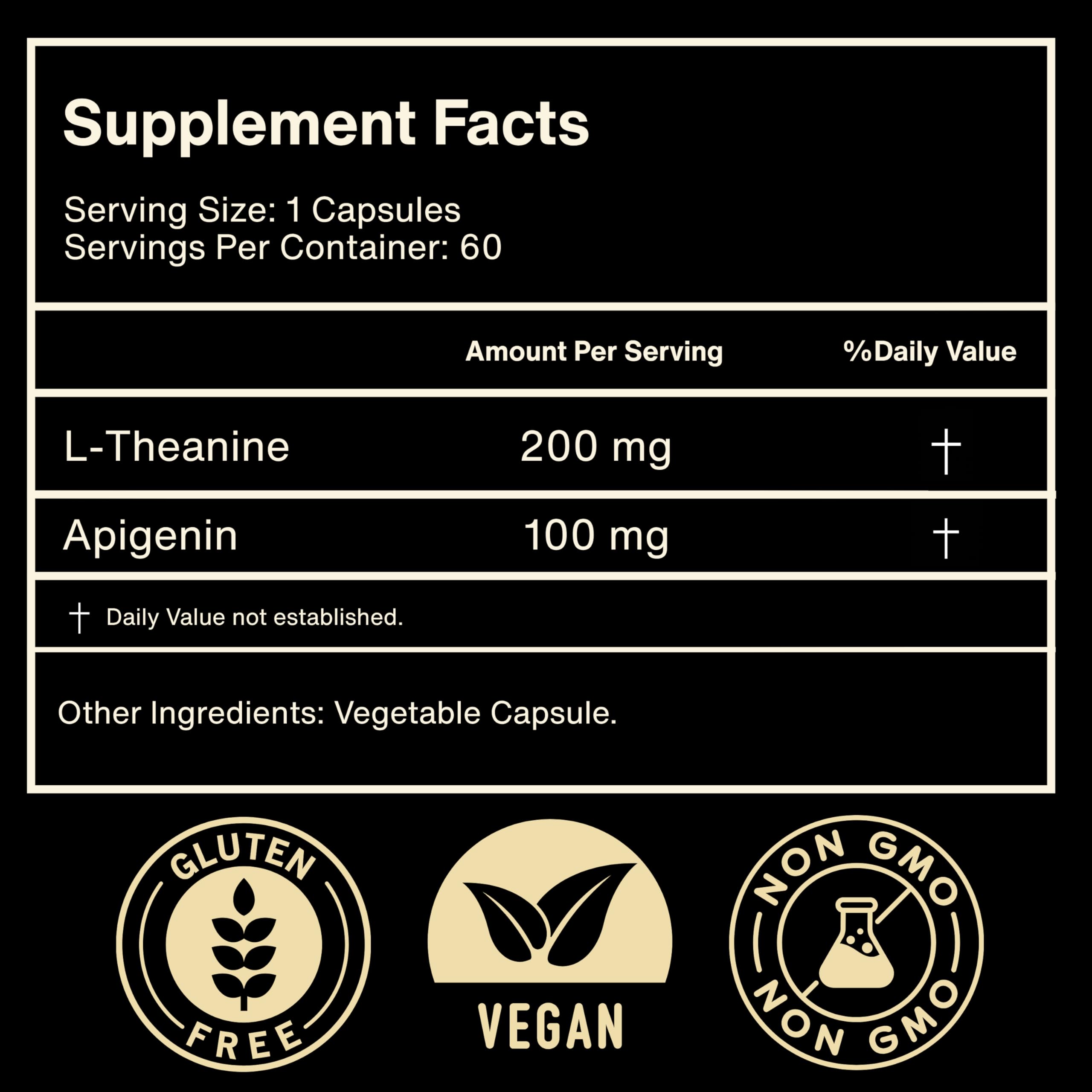 Mindvance Apigenin 100mg with L-Theanine 200mg Supplement Capsules for Sleep Support, Relaxation, Clarity & Calm | Melatonin Free | 60 Vegan Capsules Mindvance buy supplements canada