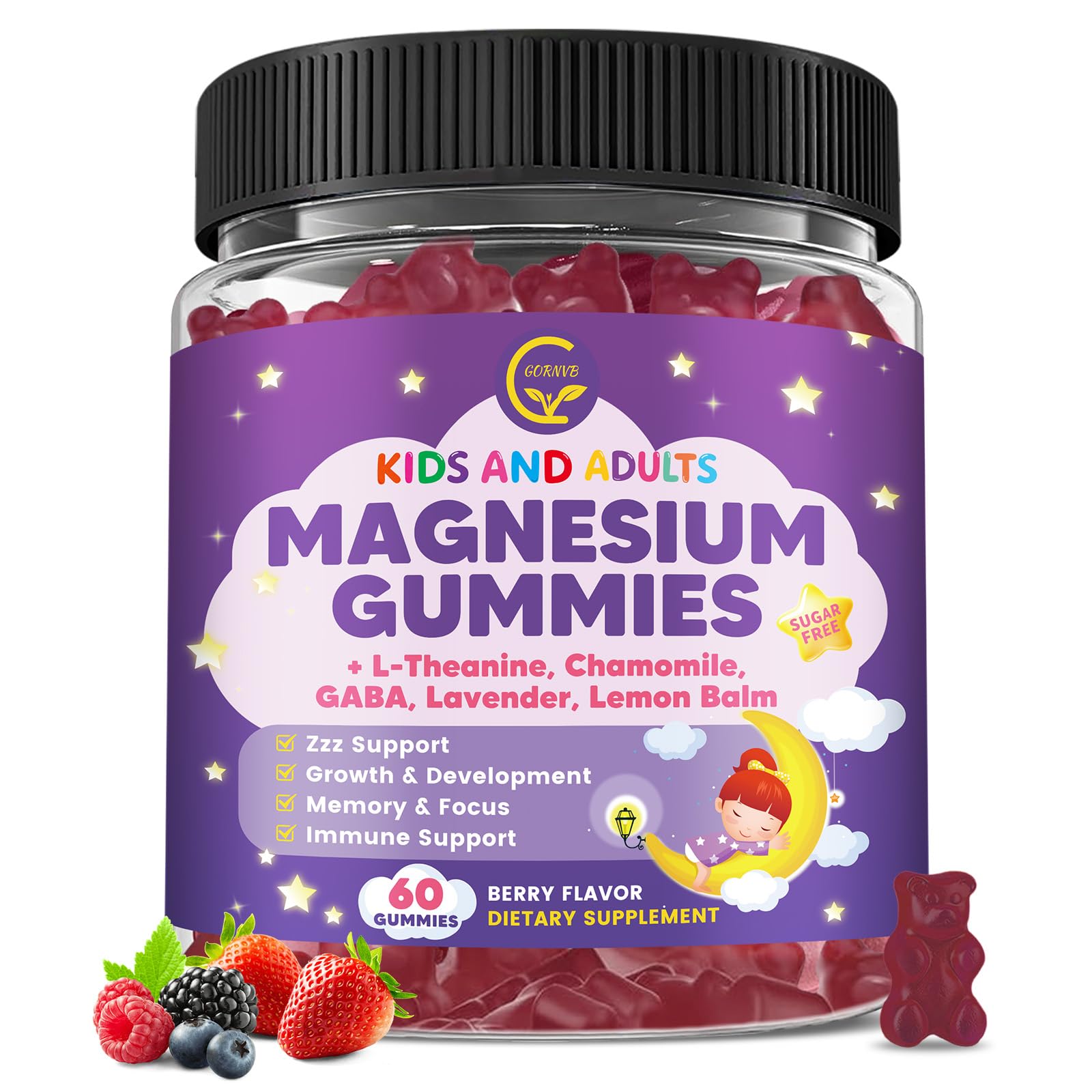 Magnesium Glycinate Gummies 400/200mg for Kids & Adults, NO Melatonin Sleep Aid Magnesium Supplement Gummies with Chamomile, Lavender, L-Theanine & GABA, B6, D3 & K2 for Bone, Relax, Immune Support GORNVB buy supplements canada
