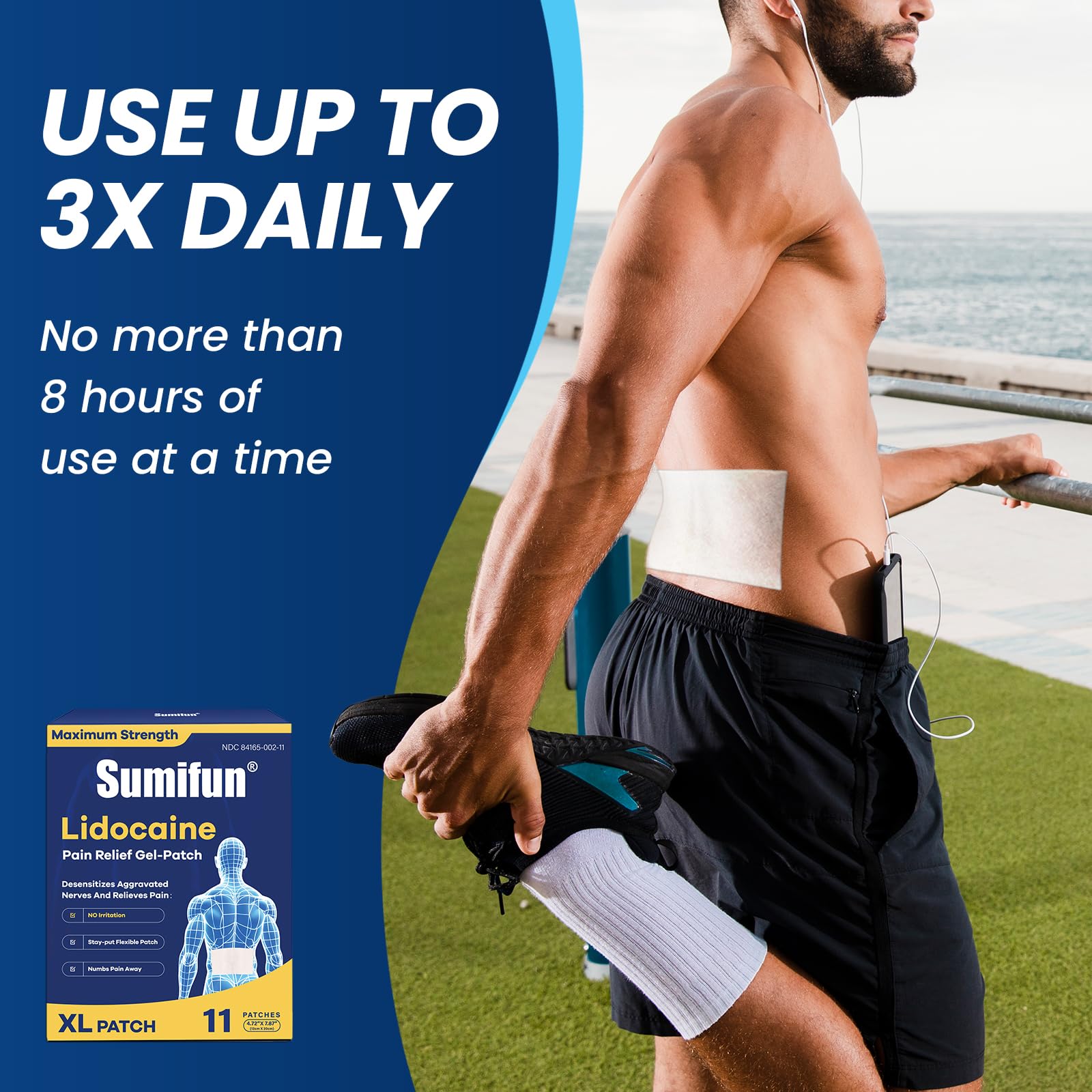 Sumifun 4% Lidocaine XL Pain Patches | Extra Large 4.72"x7.87" for Full Back & Thigh Coverage | Maximum Strength OTC Numbing | 8-Hour Medical Adhesion (X-Large, Count, 18) Sumifun buy supplements canada