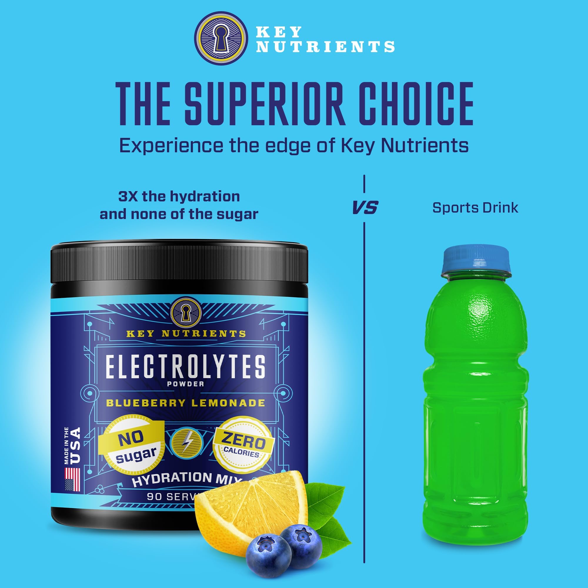 KEY NUTRIENTS Multivitamin Electrolytes Powder No Sugar - Fresh Blueberry Lemonade KEY NUTRIENTS buy supplements canada