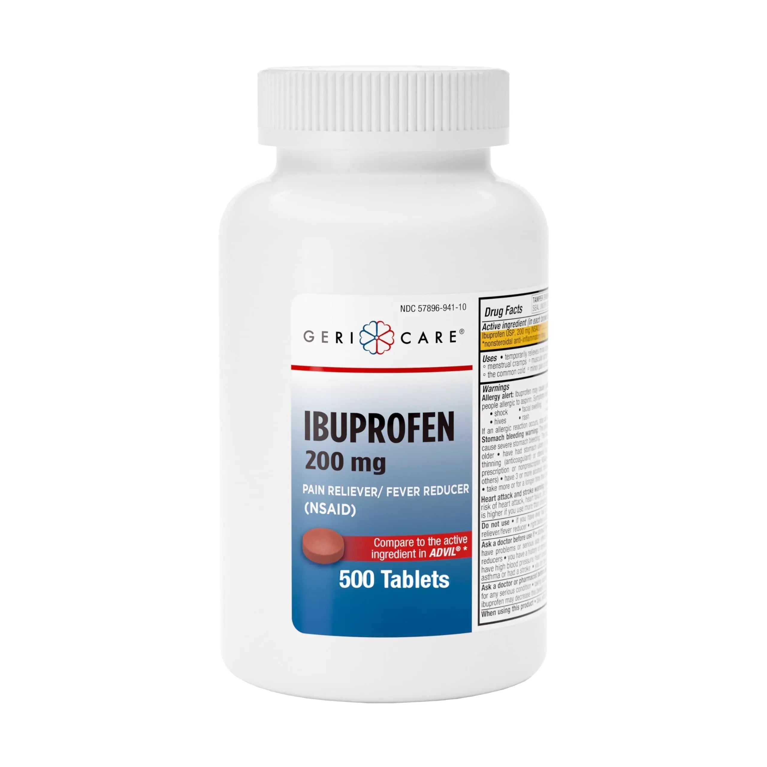 GeriCare Ibuprofen 200mg, Pain Reliever, Fever Reducer, Relieves Body Aches, 500 Count (Pack of 1) GeriCare buy supplements canada