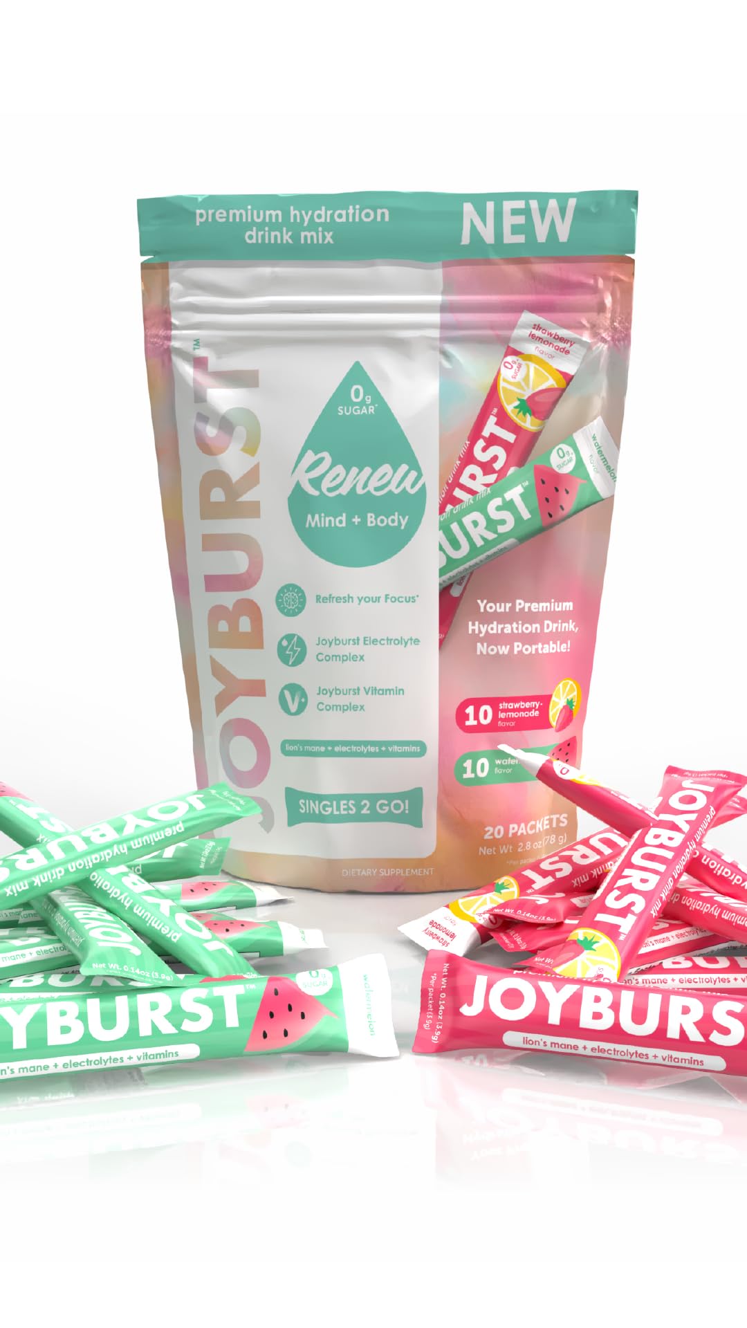 Joyburst Sugar Free Electrolytes Powder Packets, Instant Hydration Drink Mix Sticks, Variety Pack (10 Watermelon, 10 Strawberry Lemonade), Rehydrate On-The-Go JOYBURST buy supplements canada