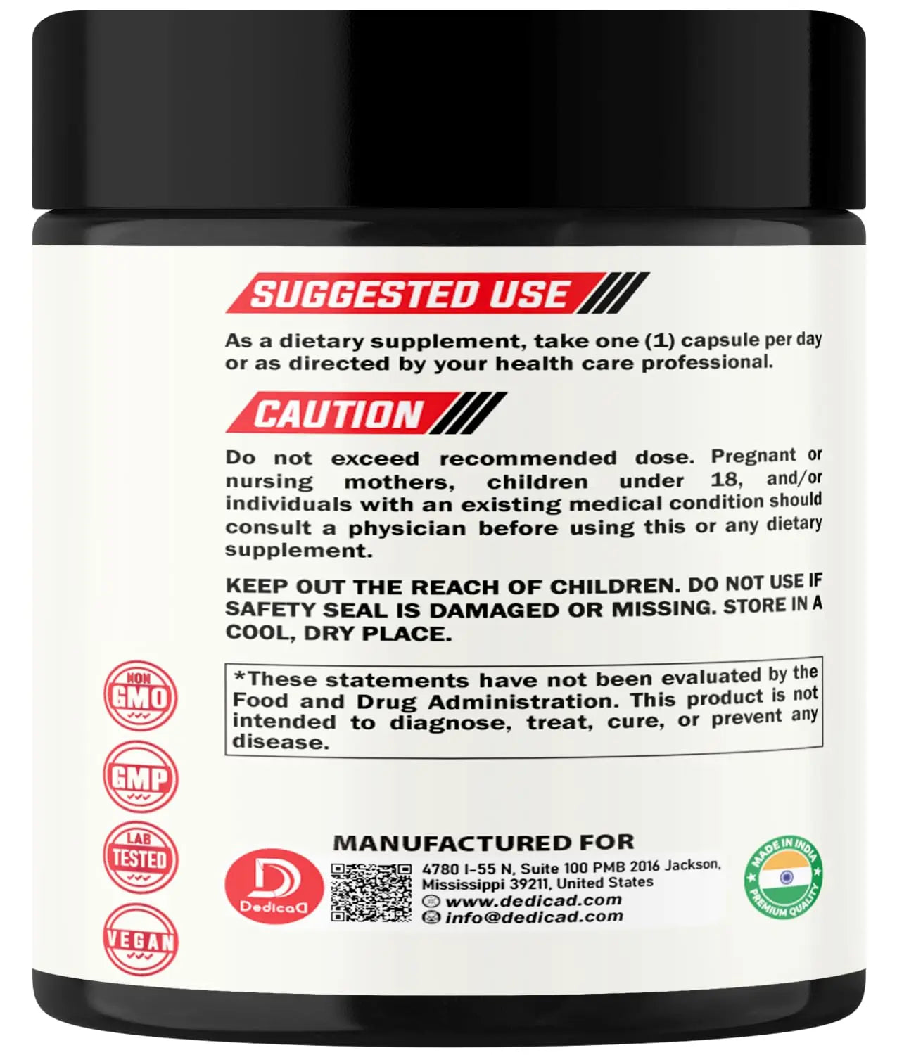 DEDICAD 12in1 Wormwood Capsules Black Walnut Cloves, Ginger, Turmeric Curcumin & Black Pepper - Immune System - 60 Capsules DEDICAD buy supplements canada