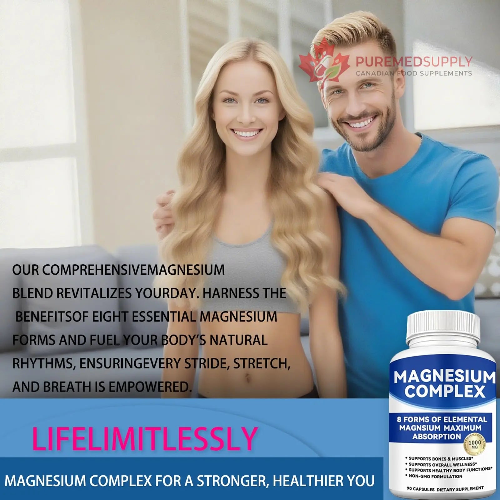 Magnesium Complex 1000mg with 8 Forms – Glycinate, Citrate, Malate, Taurate for Absorption – Supports Bone, Muscle, Energy & Recovery – Vegan, Non-GMO, 90 Capsules (1) alzclipp buy supplements canada