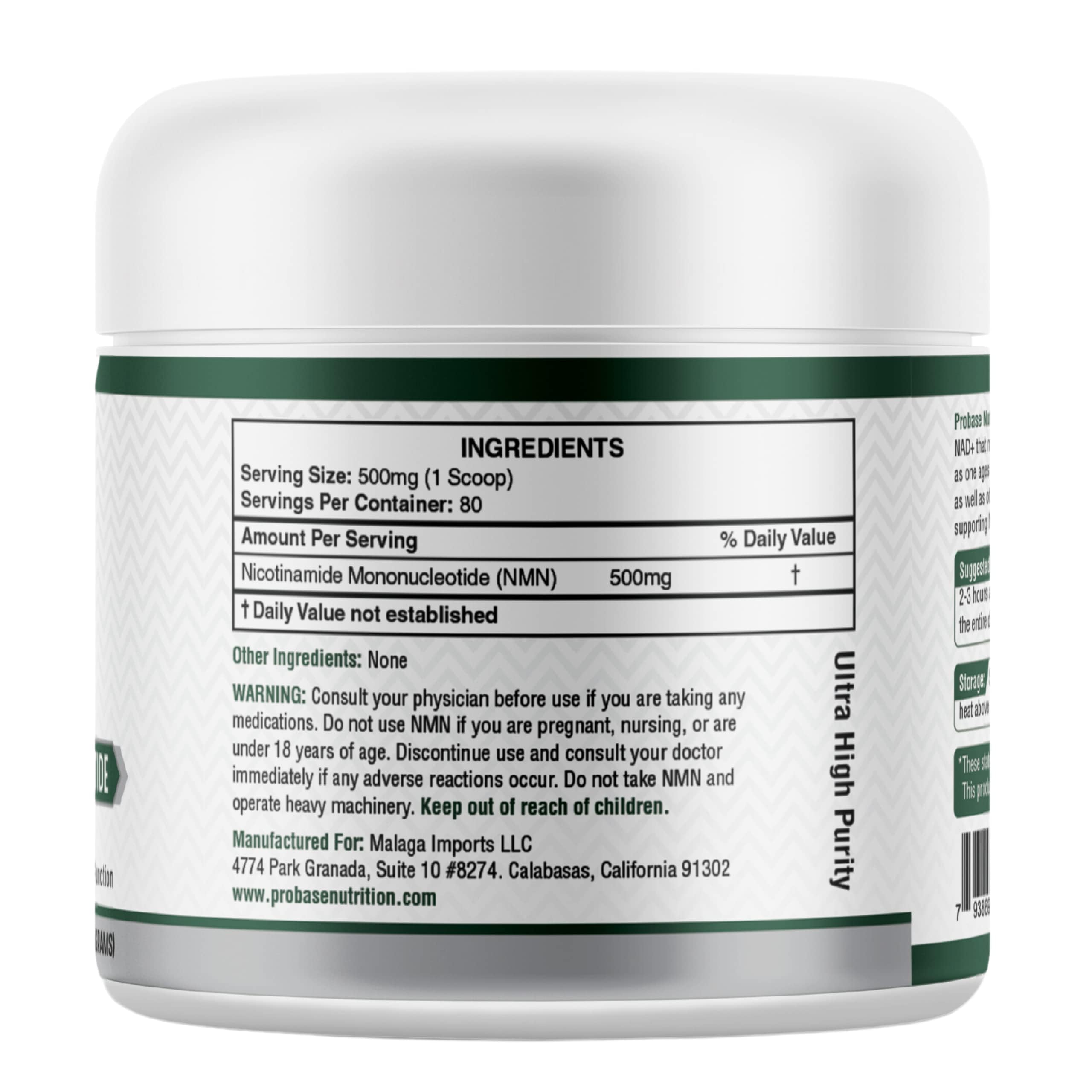 Probase Nutrition Longevity Pure NMN Powder 40 Grams - Ultra-Pure, Fully Stabilized, Pharmaceutical Grade NMN to Boost NAD+, Nicotinamide Mononucleotide Powder Supplement Probase Nutrition buy supplements canada