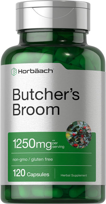 Butchers Broom Capsules 1250mg | 120 Count | Non-GMO, Gluten Free | Traditional Herb Horbäach buy supplements canada