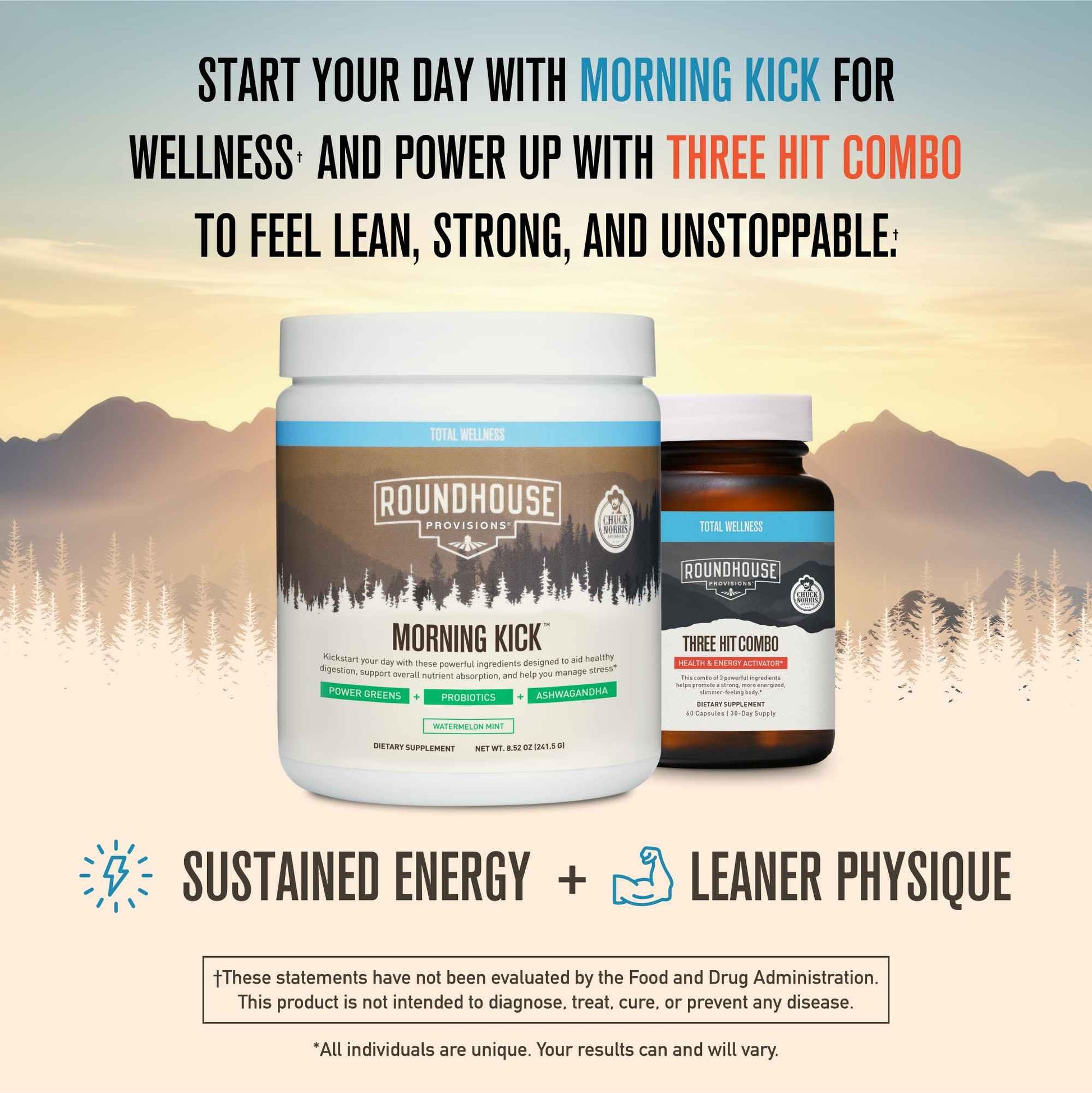 ROUNDHOUSE PROVISION Morning Kick by Chuck Norris - Watermelon Mint Flavor - Greens Superfood Powder with Probiotics, Collagen Peptides & Ashwagandha to Help Support Gut & Joint Health, 3 Pack ROUNDHOUSE PROVISION buy supplements canada