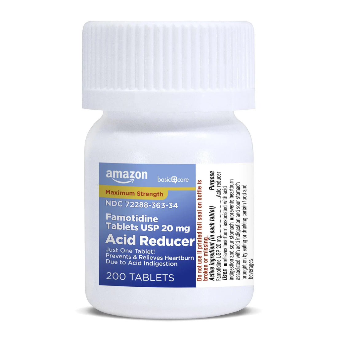 Amazon Basic Care Maximum Strength Famotidine Tablets 20 mg, Acid Reducer for Heartburn Relief, Prevents & Relieves Acid Indigestion, Heartburn Medicine, 12 Hour Protection, 200 Count Amazon Basic Care buy supplements canada