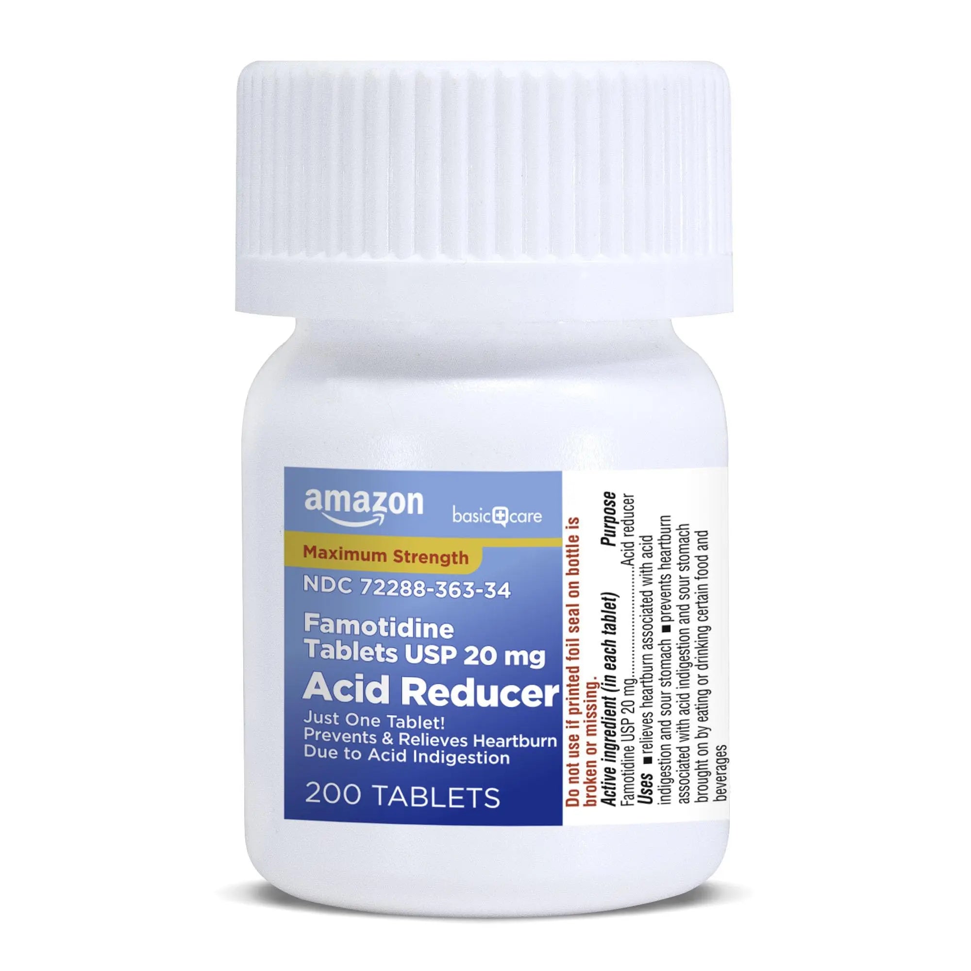Amazon Basic Care Maximum Strength Famotidine Tablets 20 mg, Acid Reducer for Heartburn Relief, Prevents & Relieves Acid Indigestion, Heartburn Medicine, 12 Hour Protection, 200 Count Amazon Basic Care buy supplements canada