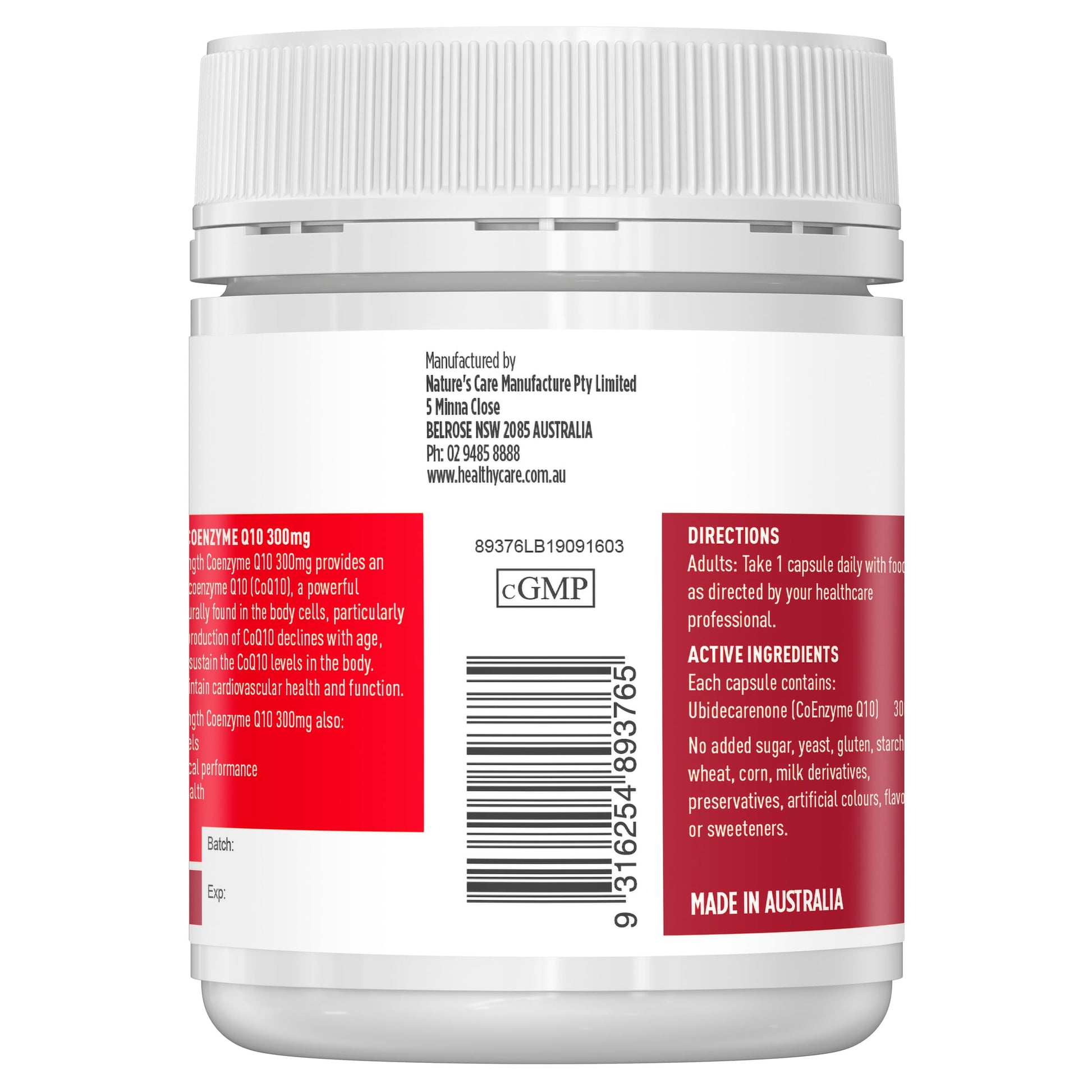 Healthy Care Ultra Strength 300mg Co Enzyme Q10 Capsules, Red, 60 Count | Supports Healthy Care buy supplements canada