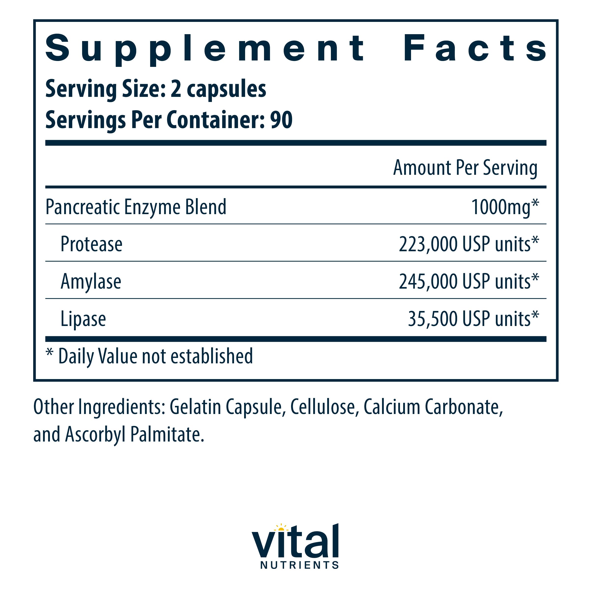 Vital Nutrients Pancreatic Enzymes 1000mg (Full Strength) | Pancreatin Digestion Supple Vital Nutrients buy supplements canada