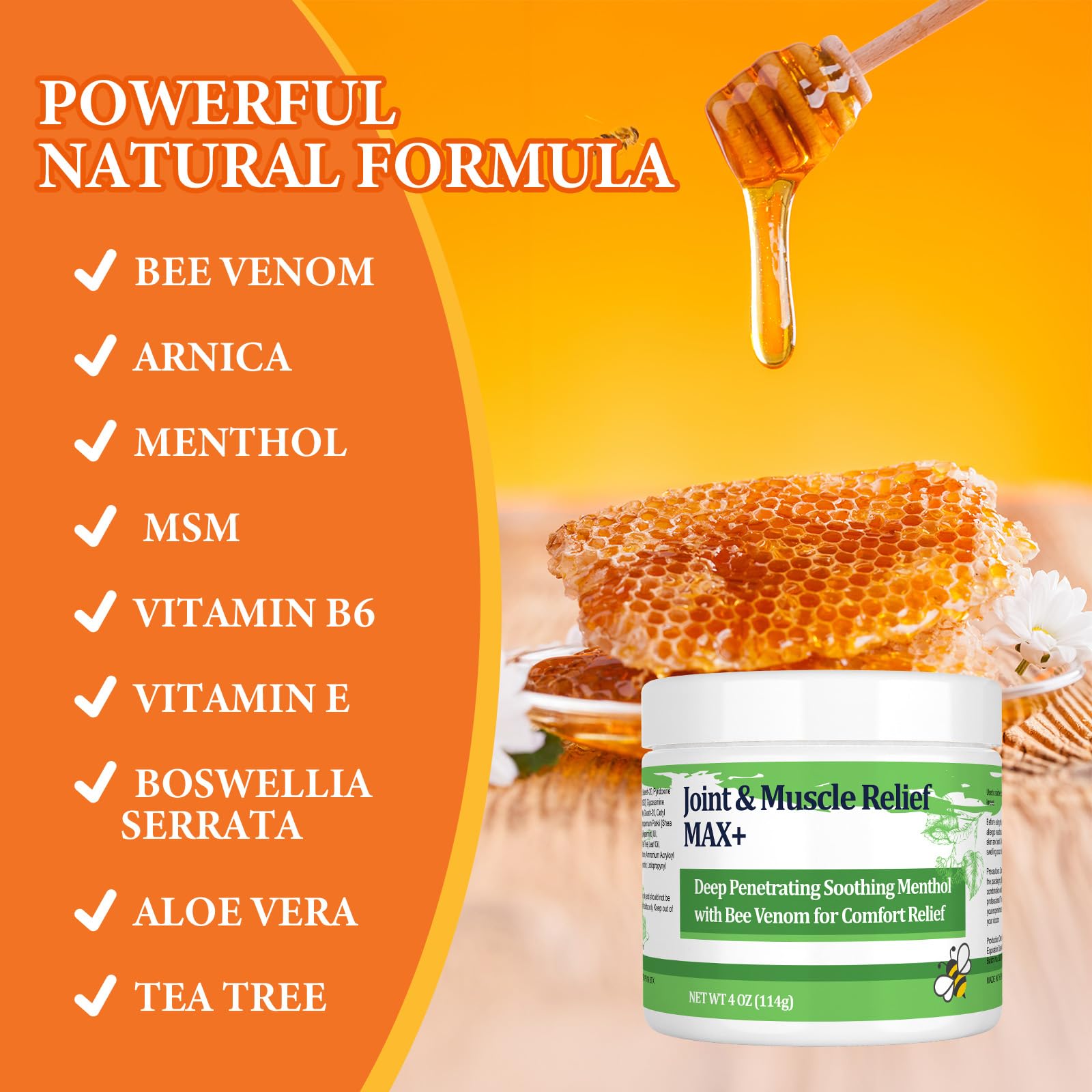 DUBOONAIO Max Energy Bee Venom Cream, Muscle Joint Soothing Cream, Pure Natural, for Back, Neck, Hands, Feet, Shoulder, Leg, Knee, Ankle Care DUBOONAIO buy supplements canada