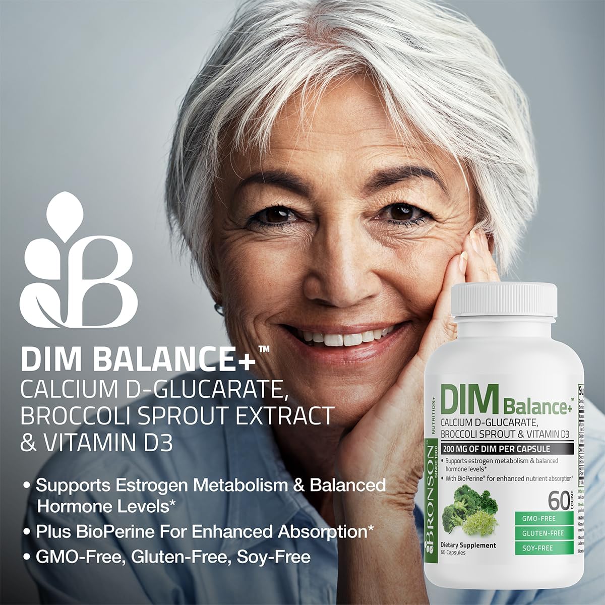 Bronson DIM Balance+ Calcium D-Glucarate, Broccoli Sprouts and Vitamin D3 200 MG of DIM per Capsule Supports Estrogen Metabolism and Balanced Hormone Levels Non-GMO, 30 Vegetarian Capsules Bronson buy supplements canada