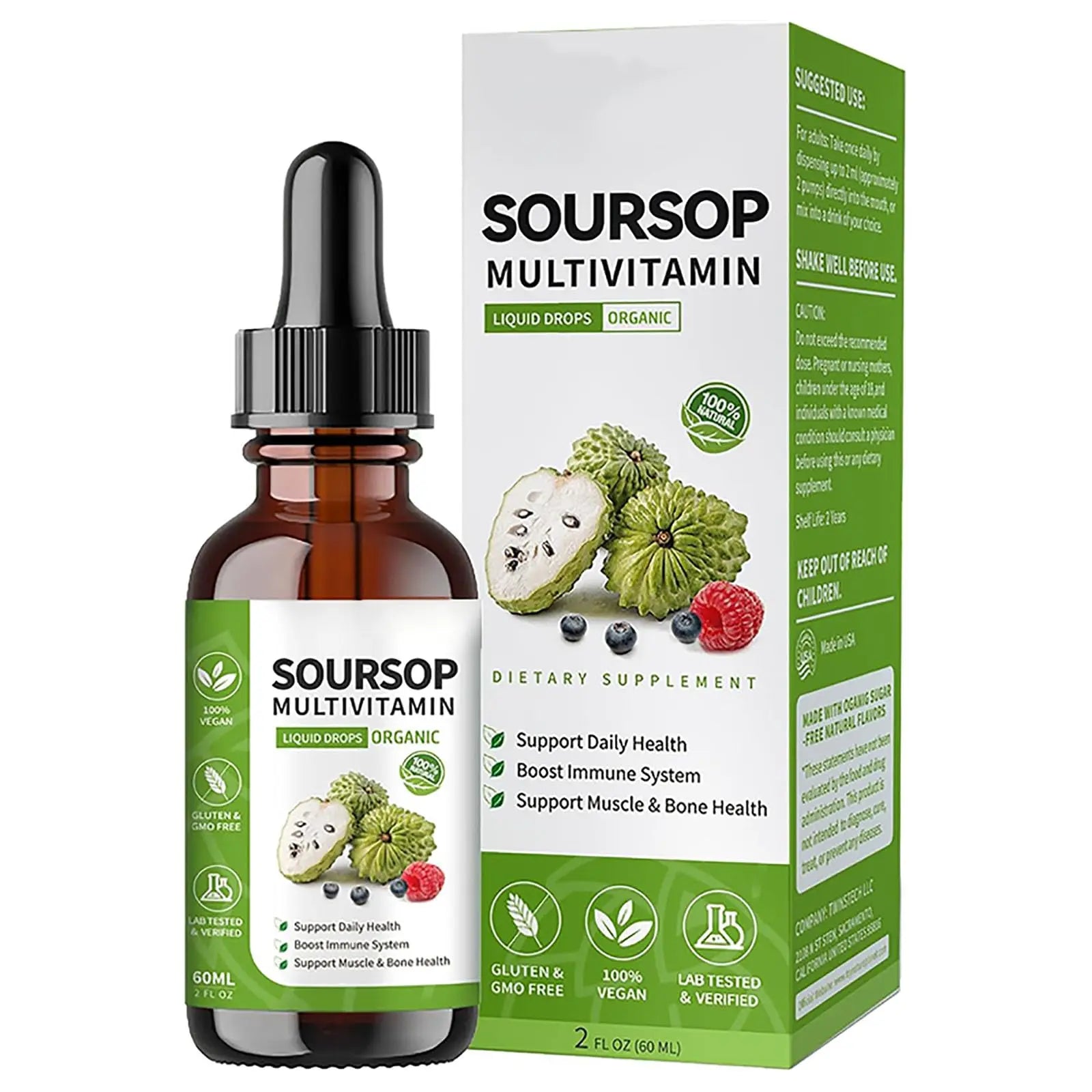 Soursop Bitters Liquid 2 Fl Oz, Soursop Graviola Leaf Extract Liquid Drop, Soursop Multivitamin Liquid Drops Organic for Cell Support, Immune System, Relax bogomo buy supplements canada