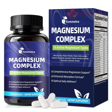 Magnesium Complex for Women Men 1350mg 15 in 1 Pure Magnesium Supplement, with High Absorption Chelated Magnesium Glycinate Citrate Malate & More for Muscle, Heart, Sleep & Bone Support, Vegan 60 Days Femmetra buy supplements canada
