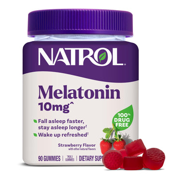 Natrol 10 mg Melatonin Gummies, Sleep Support for Adults, Melatonin Supplements for Sleeping, 90 Strawberry-Flavored Gummies, 45 Day Supply Natrol buy supplements canada