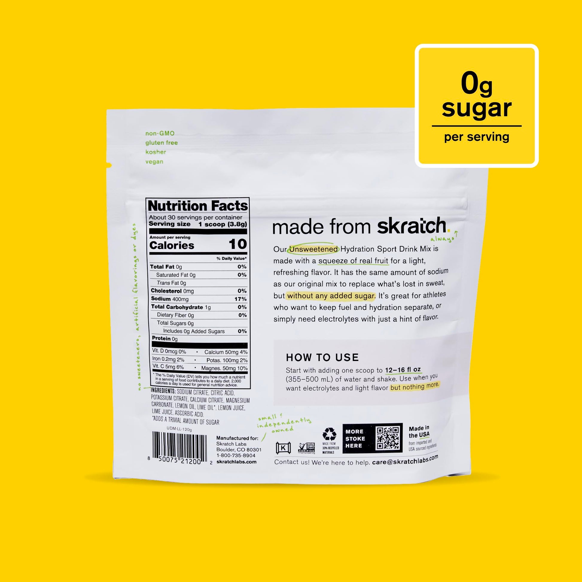 Skratch Labs Unsweetened Hydration Sport Drink Mix | Sugar Free | Electrolytes Booster | Lemon + Lime - 30 Servings | Non-GMO Skratch Labs buy supplements canada