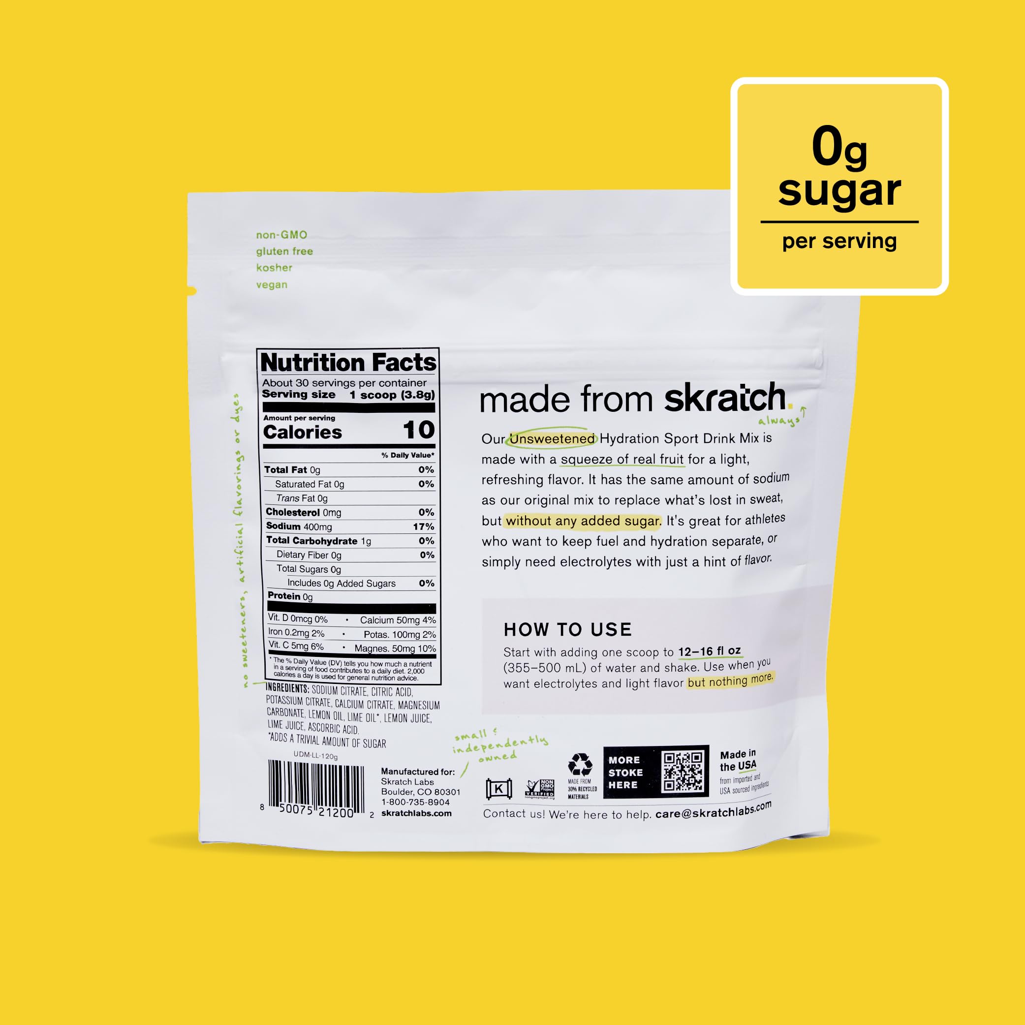 Skratch Labs Unsweetened Hydration Sport Drink Mix | Sugar Free | Electrolytes Booster | Lemon + Lime - 30 Servings | Non-GMO Skratch Labs buy supplements canada