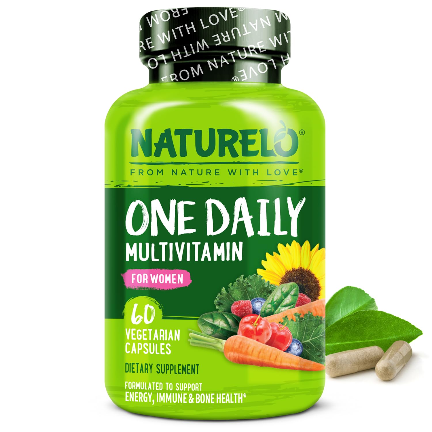 NATURELO One Daily Multivitamin for Women w/Vitamin B12, 60 Ct, Energy Support, Whole Food Daily Women Multivitamin Supplement, Nourish Hair/Skin/Nail, Non-GMO NATURELO buy supplements canada