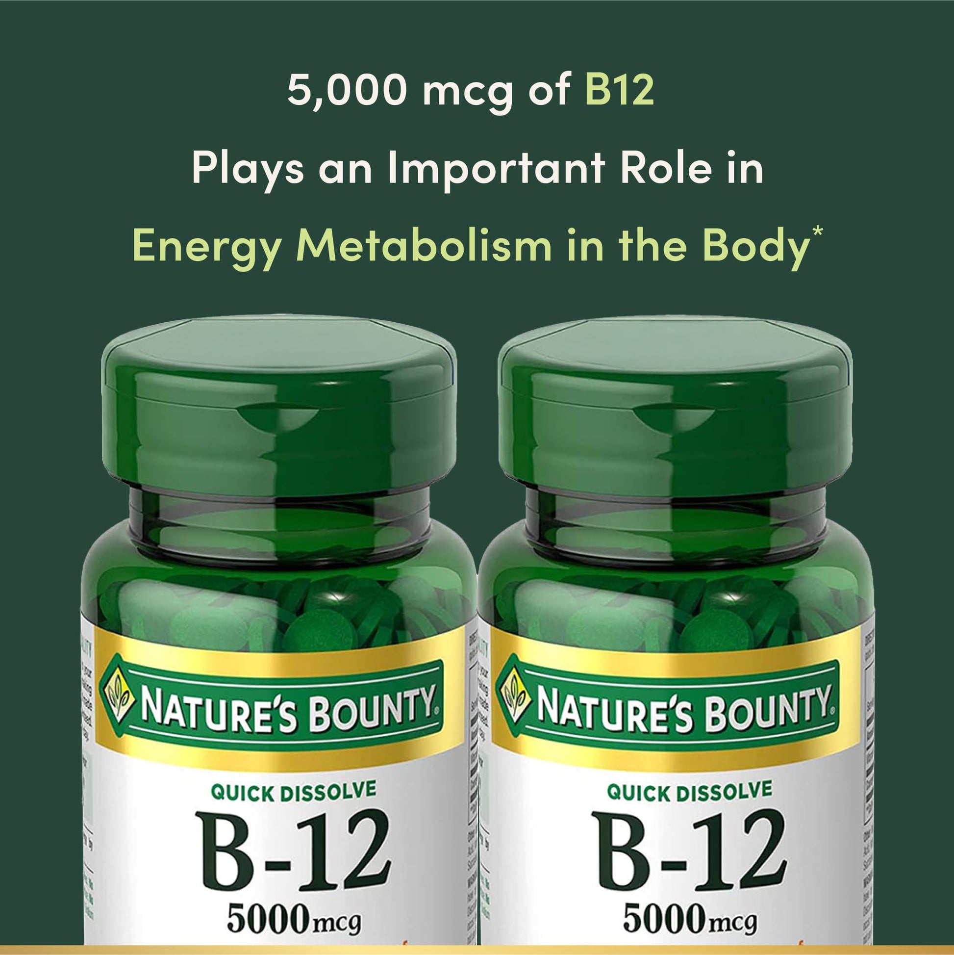 Vitamin B12 by Nature's Bounty, Quick Dissolve Vitamin Supplement, Supports Energy Metabolism and Nervous System Health, 5000mcg Nature's Bounty buy supplements canada