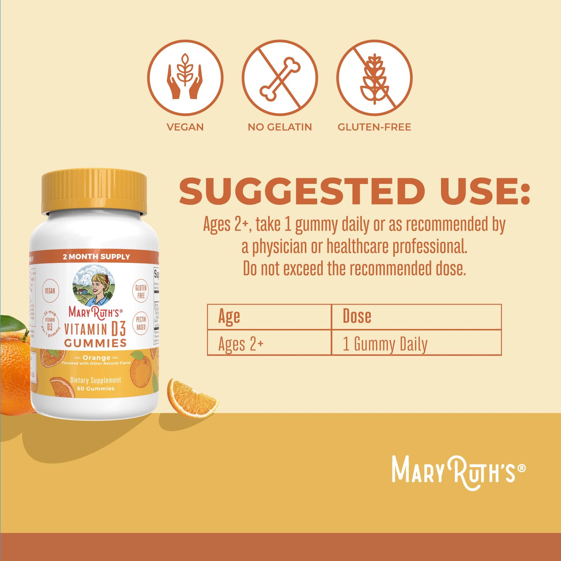MaryRuth Organics Vitamin D3 Gummies | 2 Month Supply | Adults & Kids Vitamin D Gummy | Immune Support Supplement | VIT D3 1000IU for Bone Health&Muscle Function | Vegan | Non-GMO | Gluten Free | 60 MARYRUTH'S buy supplements canada