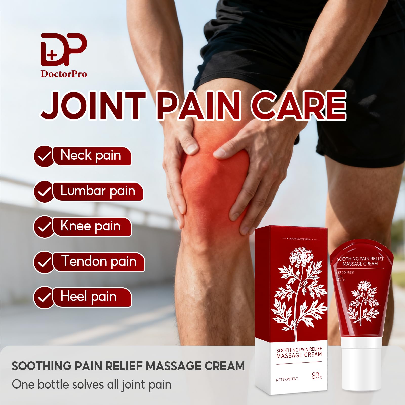 DoctorPro Soothing Massage Cream 80g Joint Relief Roll Muscle Comfort Non-Greasy Refreshing Formula for Knees, Lumbar, Neck, Back,Shoulders, Hands, and Feet, Menthol Gel DoctorPro buy supplements canada