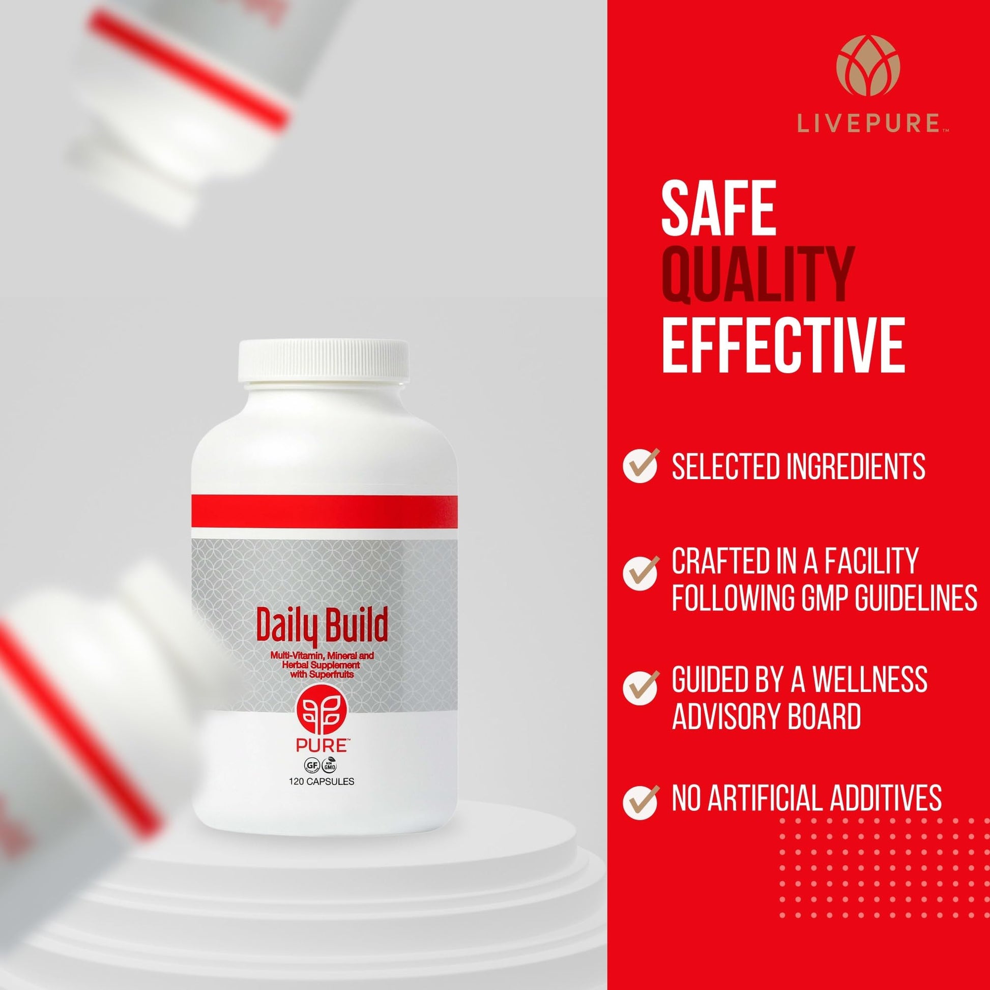PURE Daily Build | 120 Capsules | Advanced Multivitamin Supplement | Enhanced with Essential Vitamins, Minerals PURE buy supplements canada