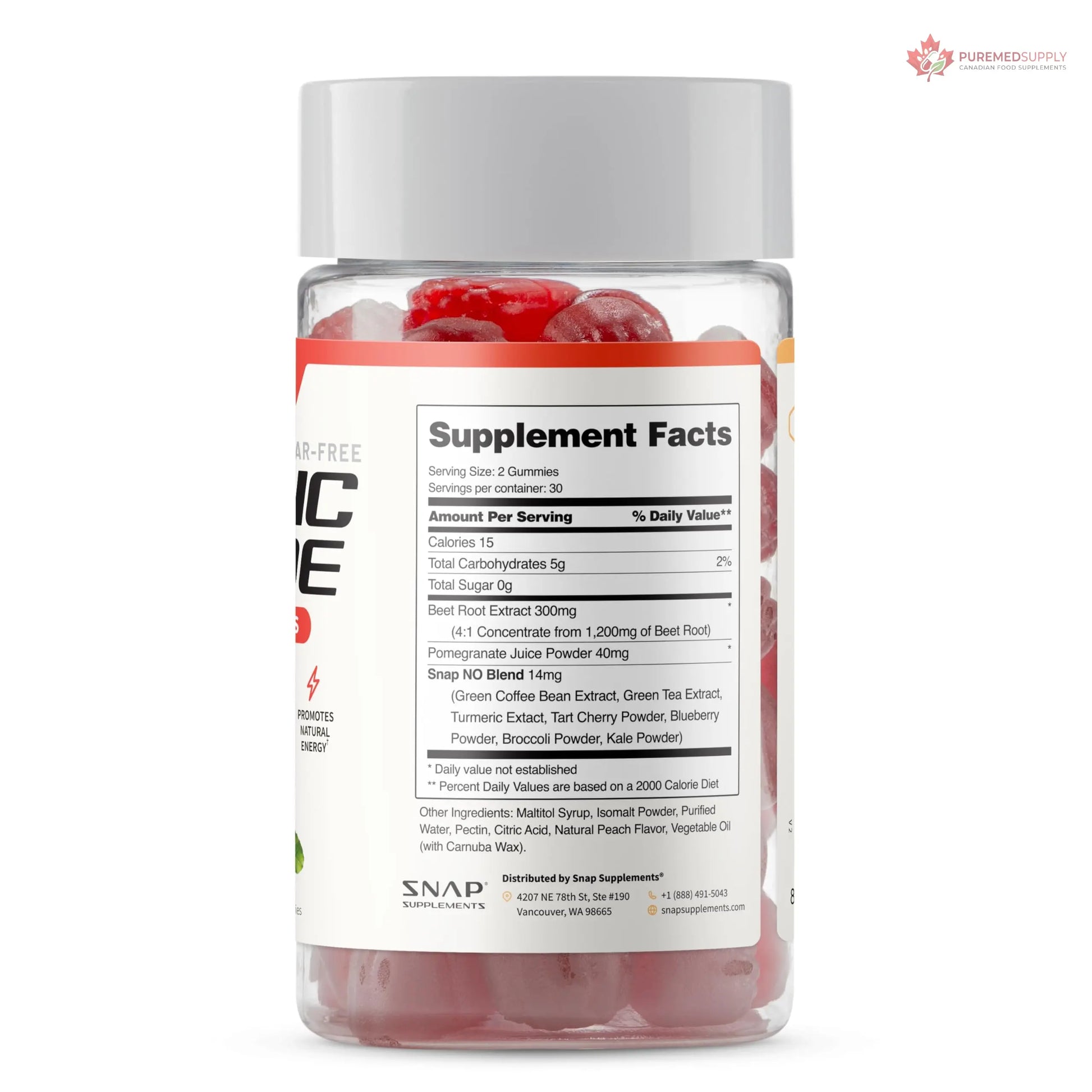 Snap Supplements Nitric Oxide Beet Root Gummies Supplement with Organic Beets - Energy & Circulation Support, 60 Sugar-Free Gummies (30 Servings, 1 Month Supply), Peach Snap Supplements buy supplements canada