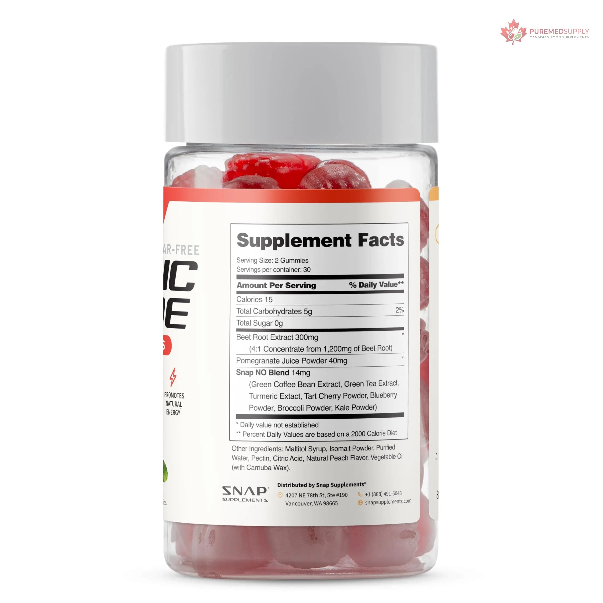 Snap Supplements Nitric Oxide Beet Root Gummies Supplement with Organic Beets - Energy & Circulation Support, 60 Sugar-Free Gummies (30 Servings, 1 Month Supply), Peach Snap Supplements buy supplements canada