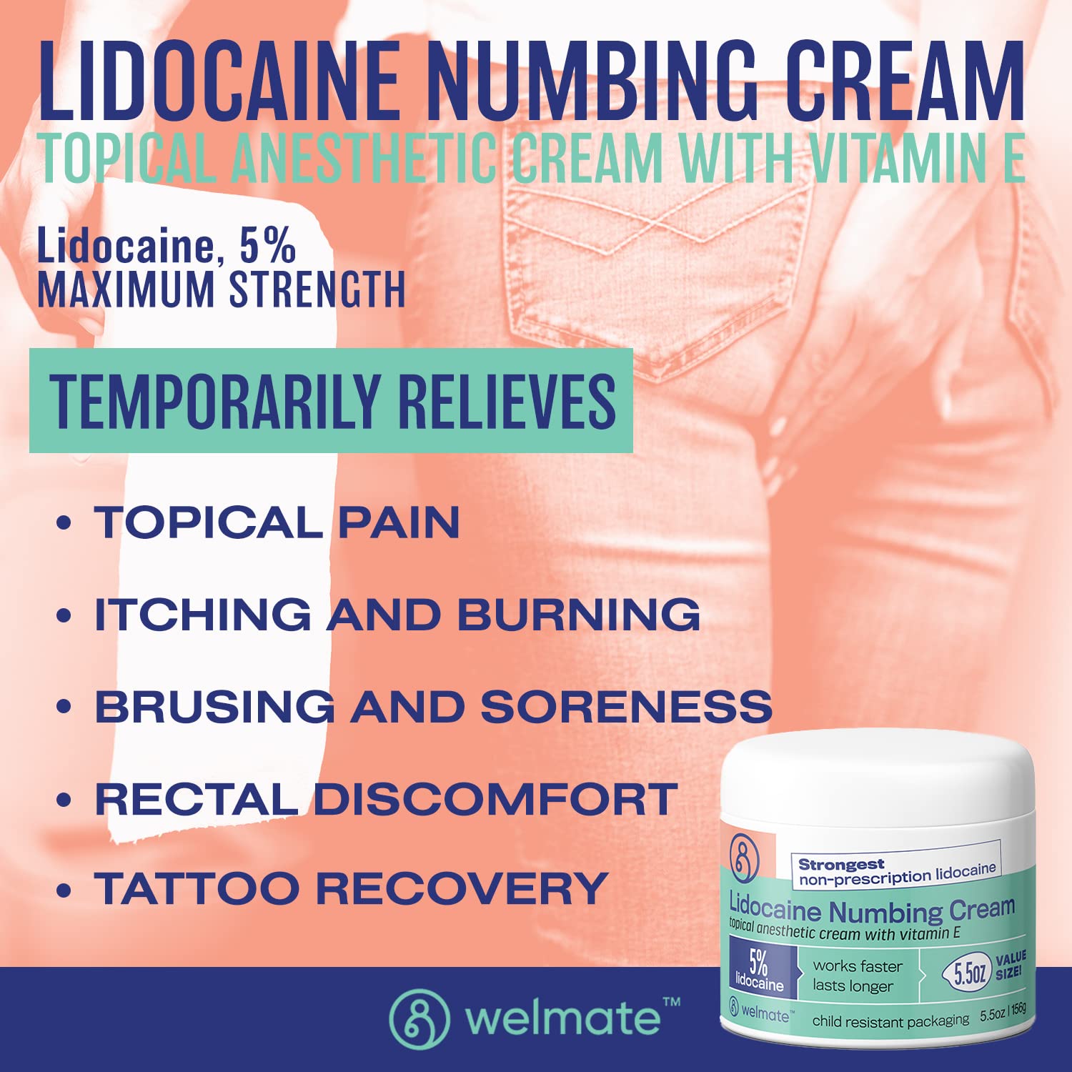 WELMATE | 5% Lidocaine | Numbing Cream Maximum Strength | Topical Anesthetic WELMATE buy supplements canada