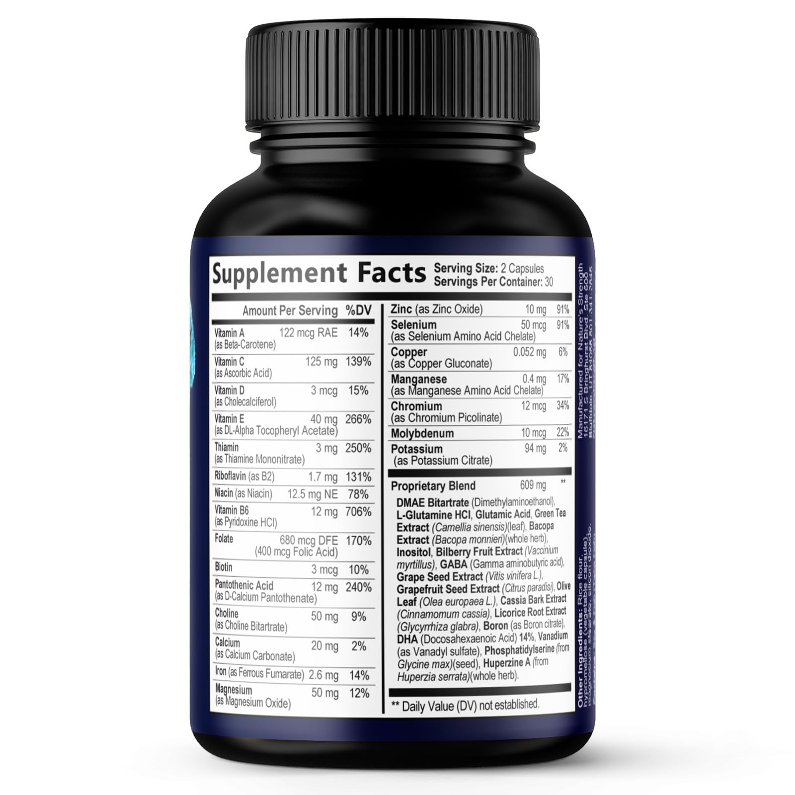 Brain Memory Supplement Pills - 3X Strength Nootropics for Concentration, Clarity & Focus Support - Brain Health Cognitive Vitamins with Bacopa, Phosphatidylserine & DMAE, Brain Booster - 60 Capsules Nature's Strength buy supplements canada