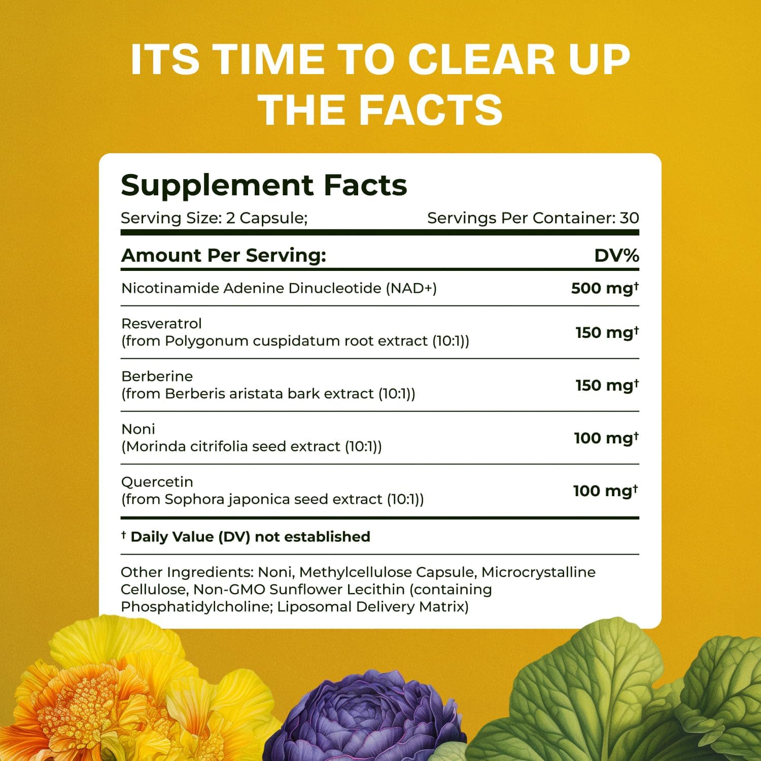 Liposomal NAD Supplement for Women w/Noni | 5-in-1 NAD Resveratrol Supplement w/Berberine & Quercetin | Pure NMN Powder Alternative | Supports Anti Aging & NAD+ Levels | 60 caps - 1 Pack Resurrected Health buy supplements canada