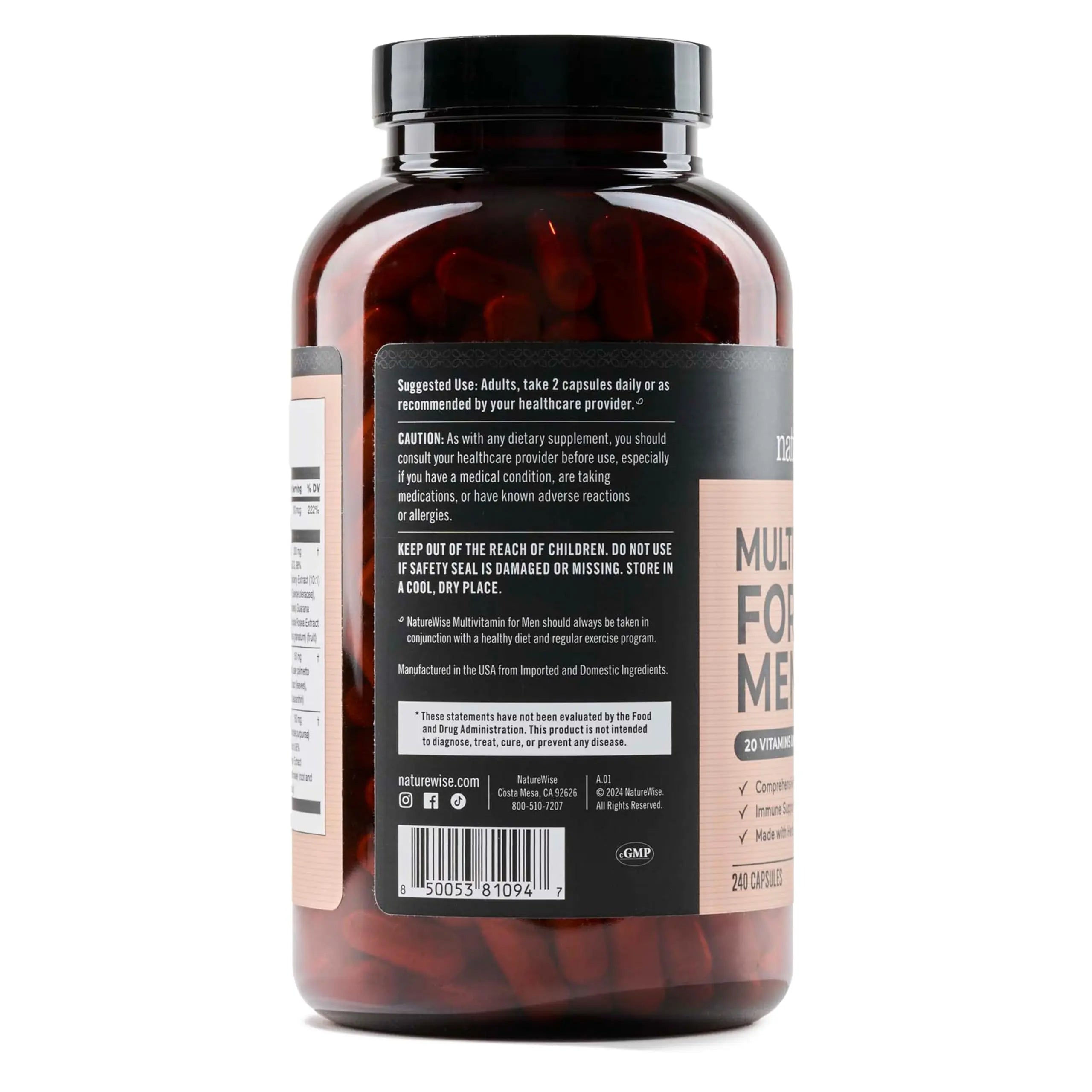 NatureWise Multivitamin for Men - Daily Male Support - Minerals & Herbs for Energy, Performance, Immunity - with Vitamin A, C, D, B-Complex NatureWise buy supplements canada