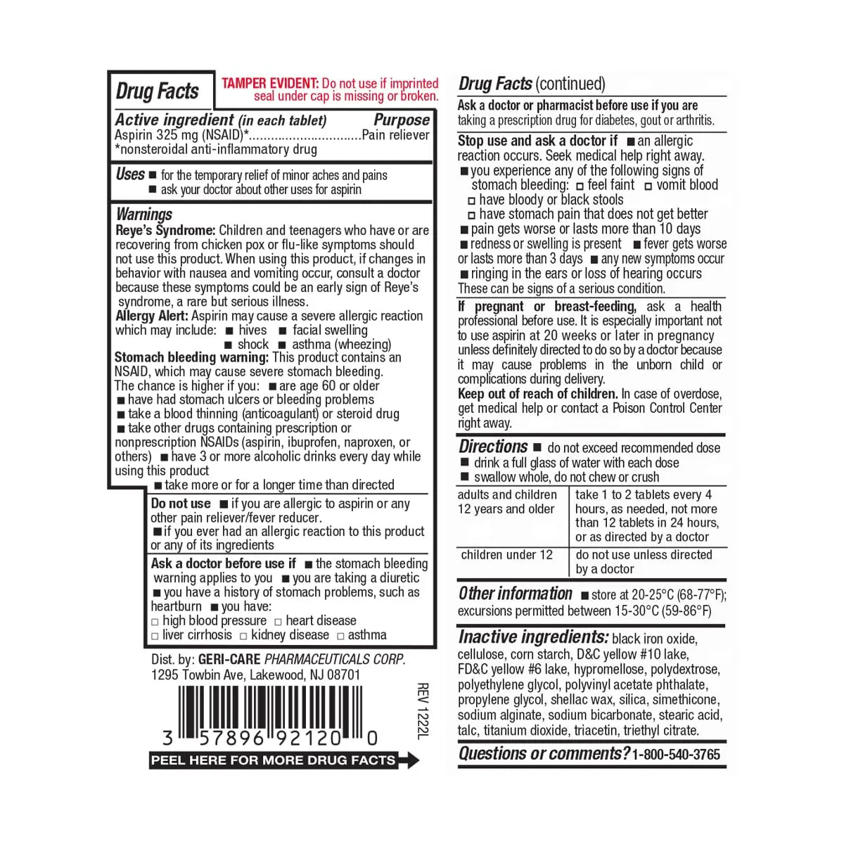 GeriCare Enteric Coated Aspirin Tablets 325mg (200 Count) NSAID Pain Reliever & Fever Reducer for Adults- Regular Strength Aspirin for Headache Arthritis Menstrual & Muscle Pain GeriCare buy supplements canada