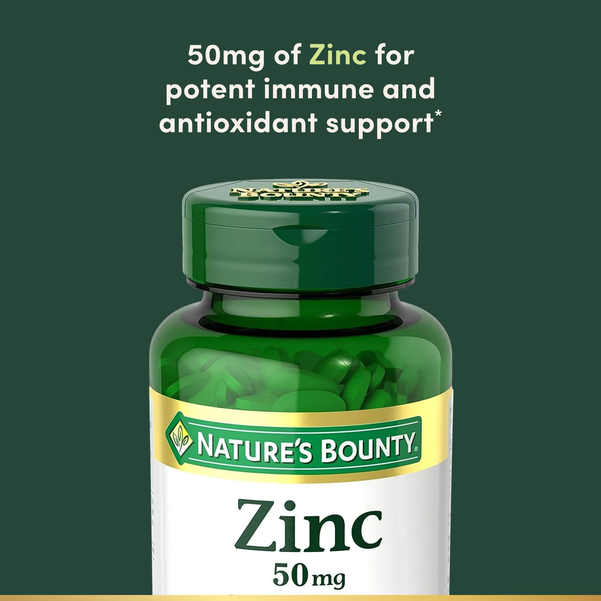 Nature’s Bounty Zinc 50mg, Immune Support & Antioxidant Supplement, Promotes Skin Health, 1 Caplet Per Day, Gluten Free, 250 Vegetarian Caplets Nature's Bounty buy supplements canada